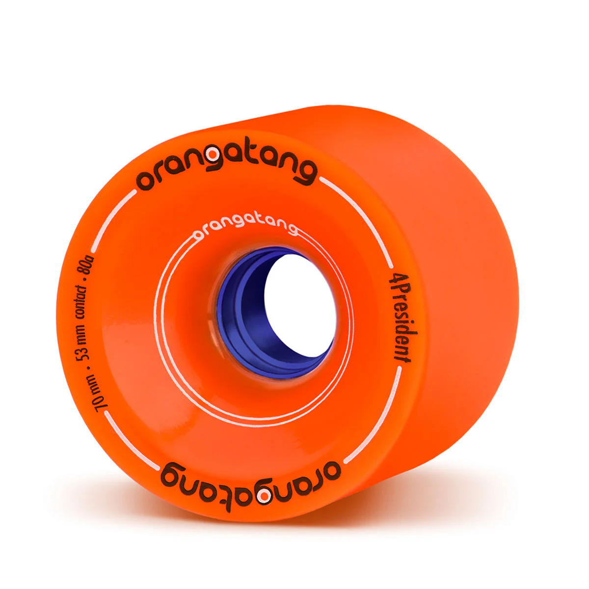 Orangatang Longboard Wheels 4President Orange 70mm 80A with Loaded Jehu V2 Bearings - Image 2