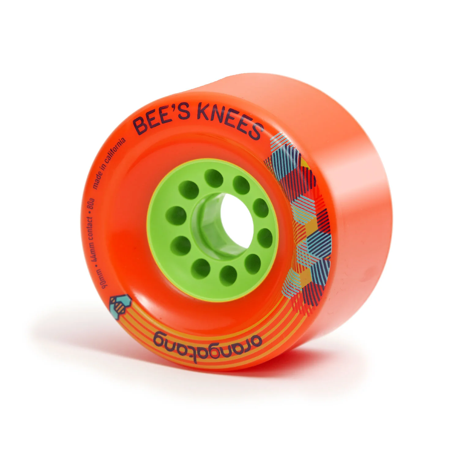 Orangatang Longboard Wheels Bees Knees Orange 90mm 80A with Loaded Jehu V2 Bearings - Image 2