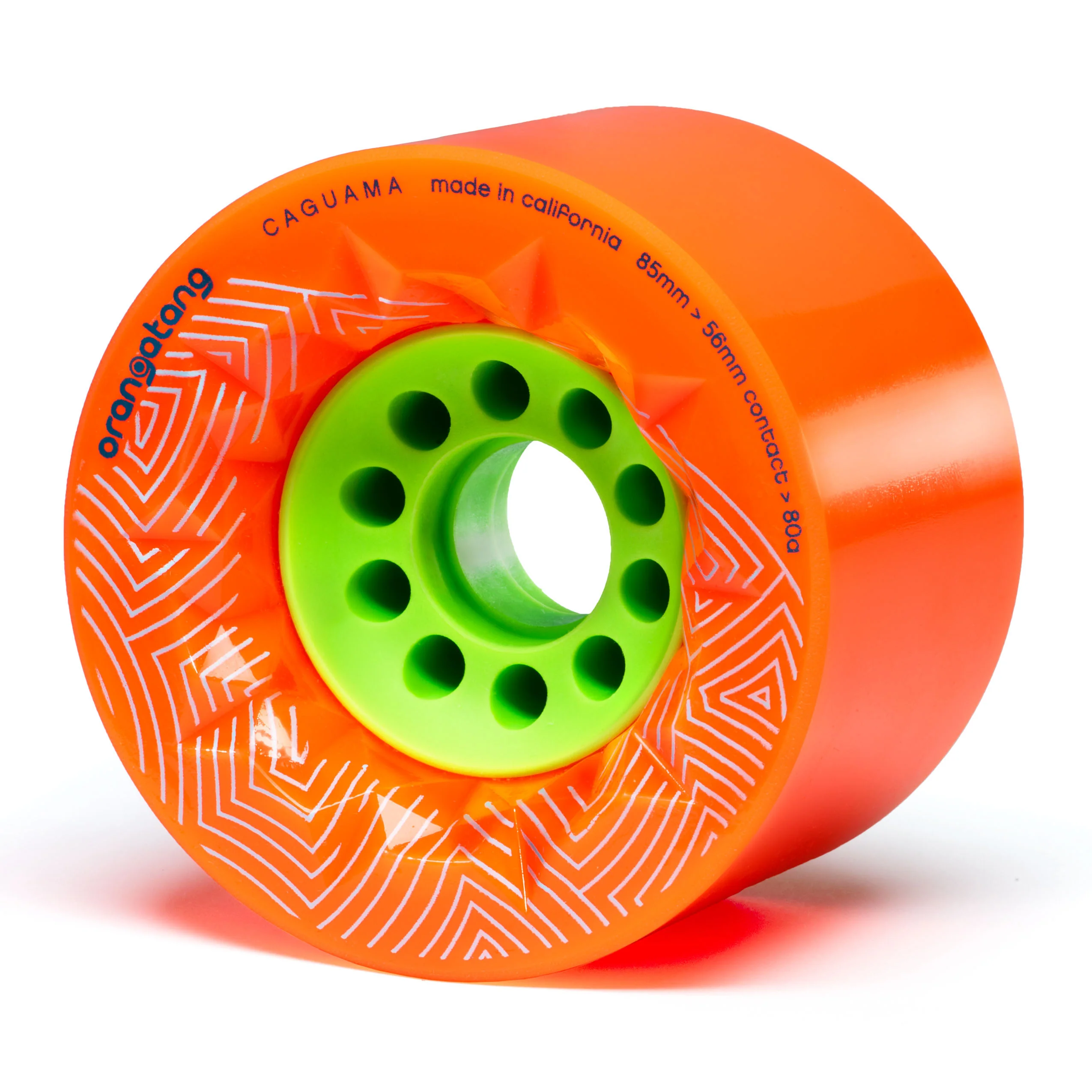 Orangatang Longboard Wheels Caguama Orange 85mm 80A with Loaded Jehu V2 Bearings - Image 2
