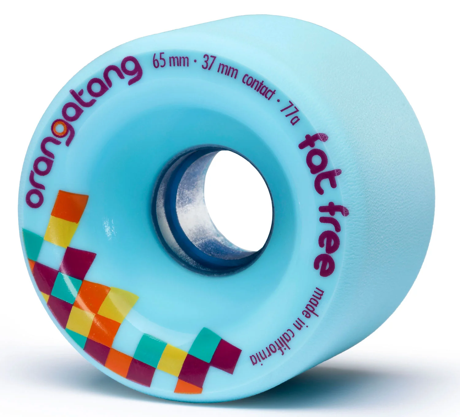Orangatang Longboard Wheels Fat Free Blue 65mm 77A with Loaded Jehu V2 Bearings - Image 2