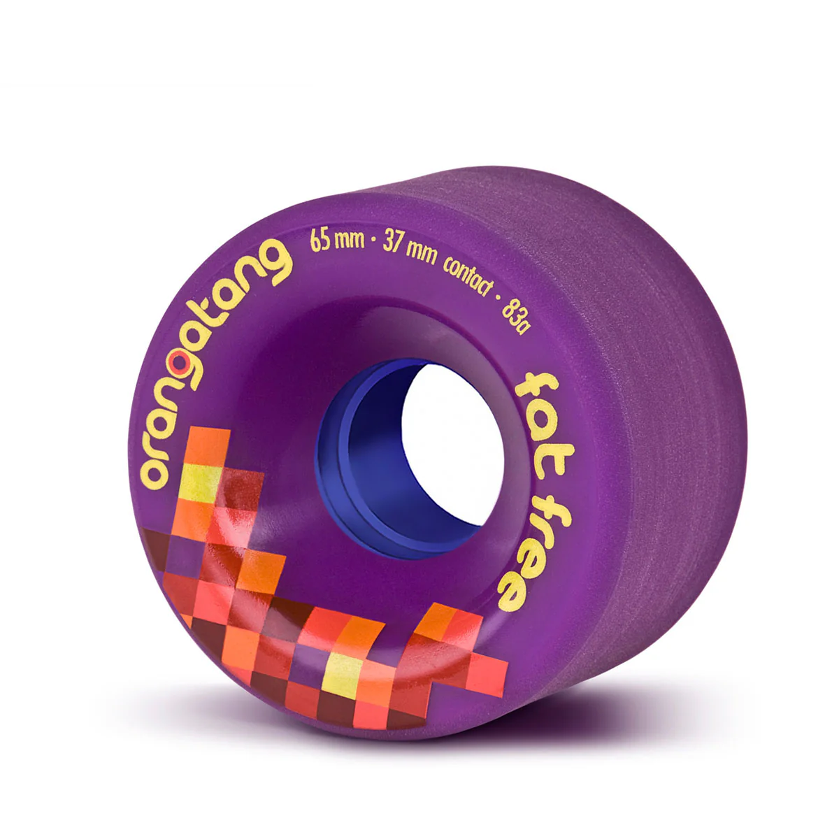 Orangatang Longboard Wheels Fat Free Purple 65mm 83A with Loaded Jehu V2 Bearings - Image 2
