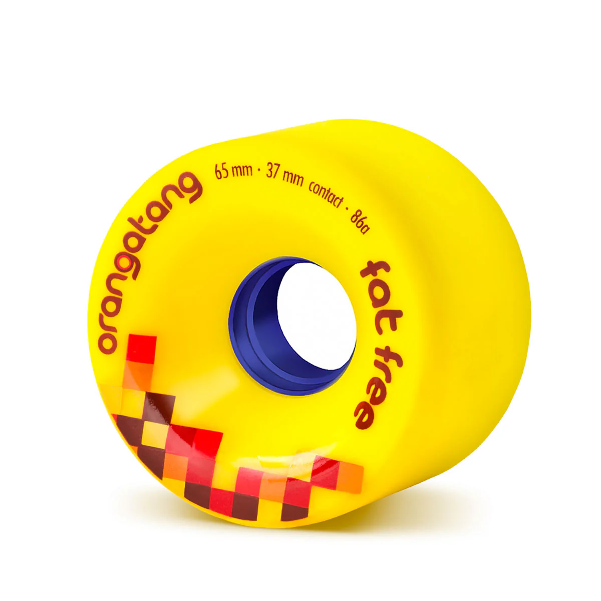 Orangatang Longboard Wheels Fat Free Yellow 65mm 86A with Loaded Jehu V2 Bearings - Image 2