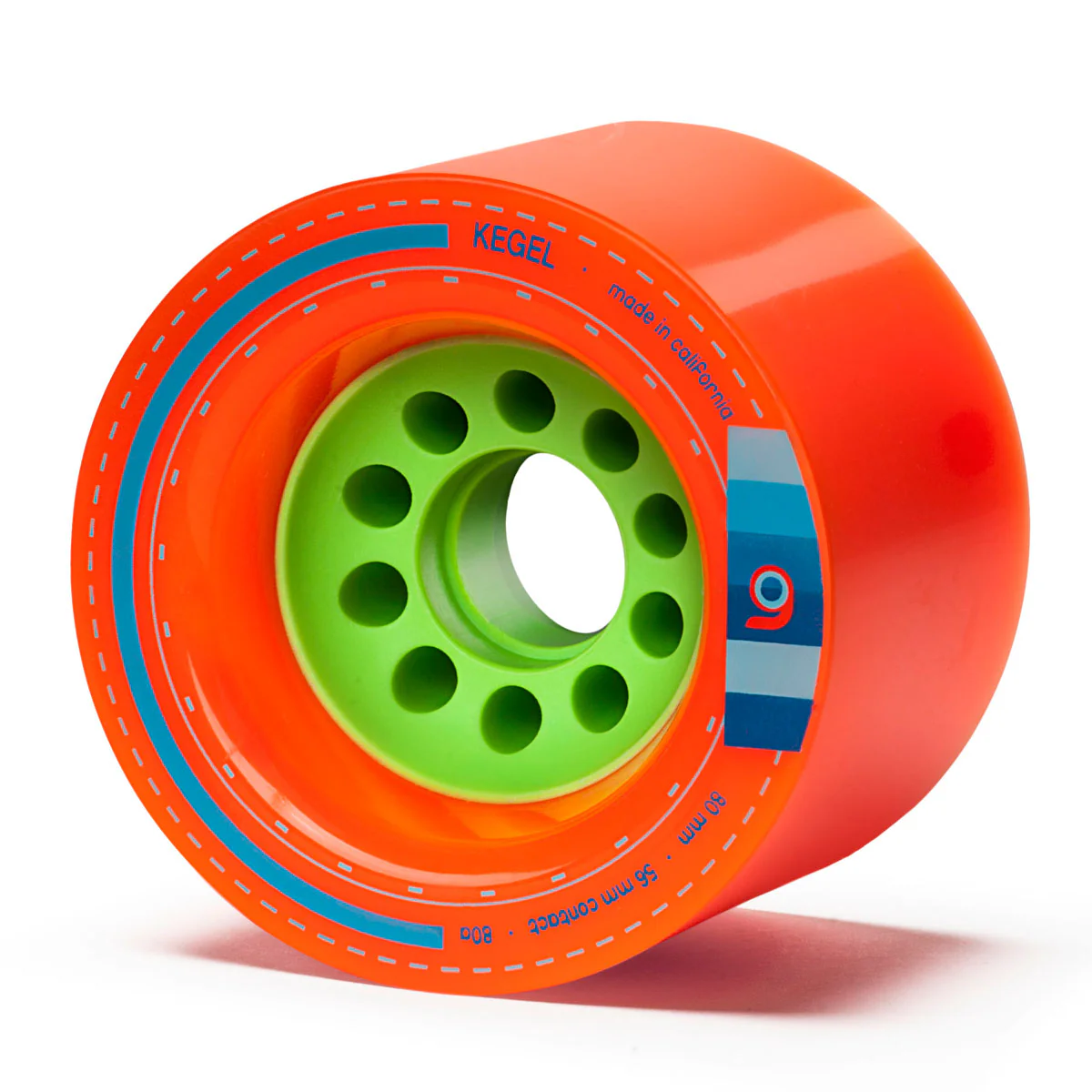 Orangatang Longboard Wheels Kegel Orange 80mm 80A with Loaded Jehu V2 Bearings - Image 2