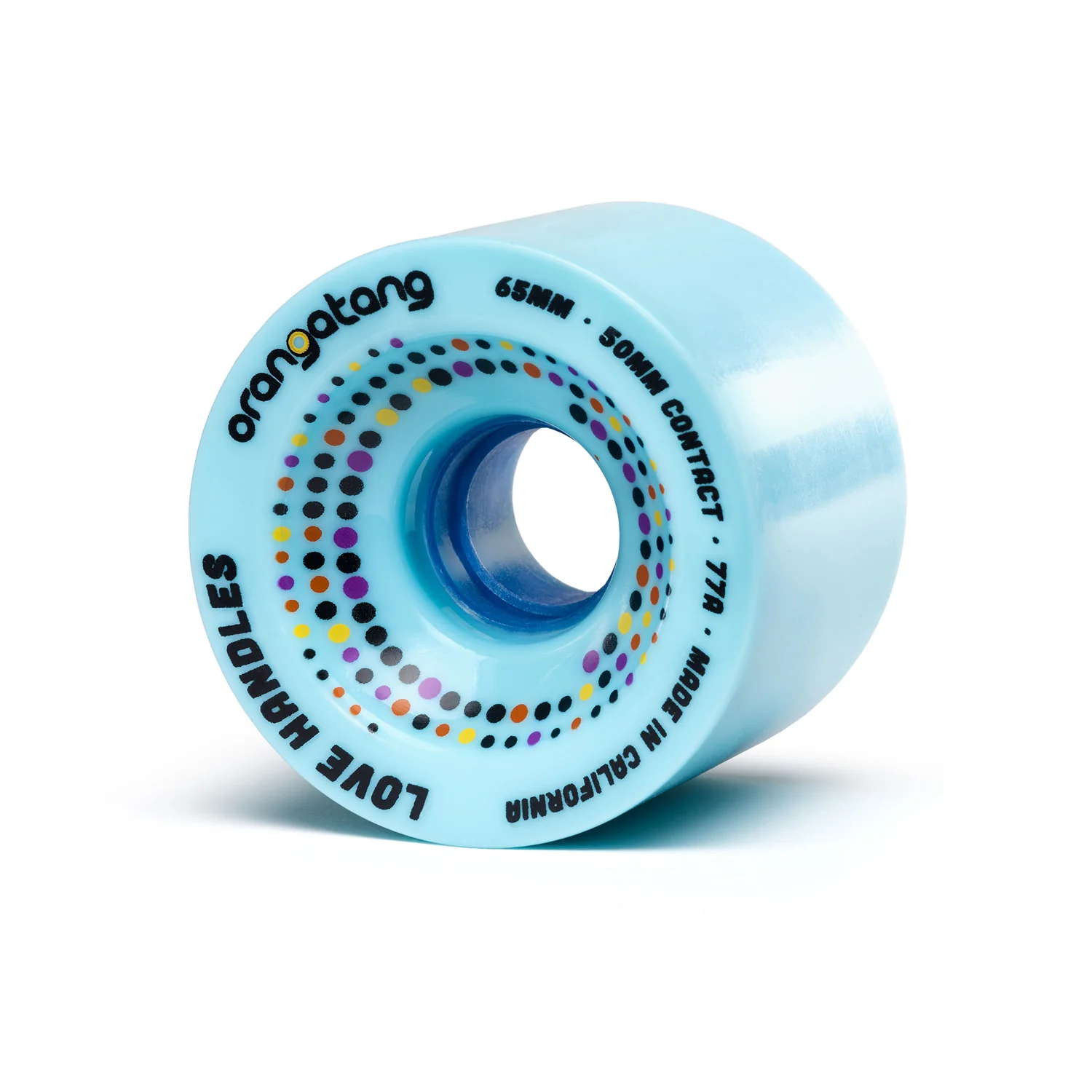 Orangatang Longboard Wheels Love Handles Blue 65mm 77A with Loaded Jehu V2 Bearings - Image 2