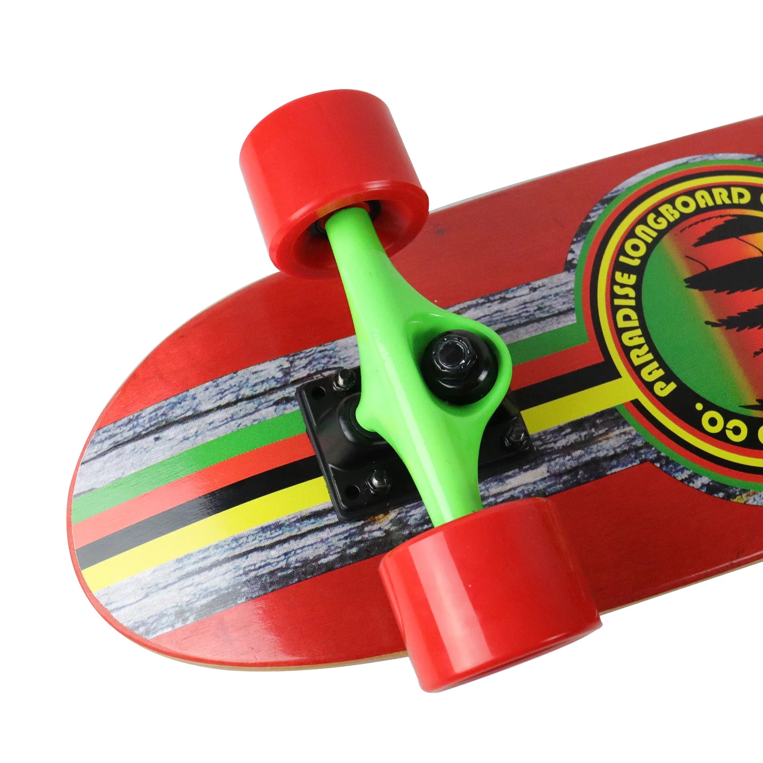 Paradise Skateboard Cruiser Complete Rasta Bark Red 7.25" x 28.75" - Image 3