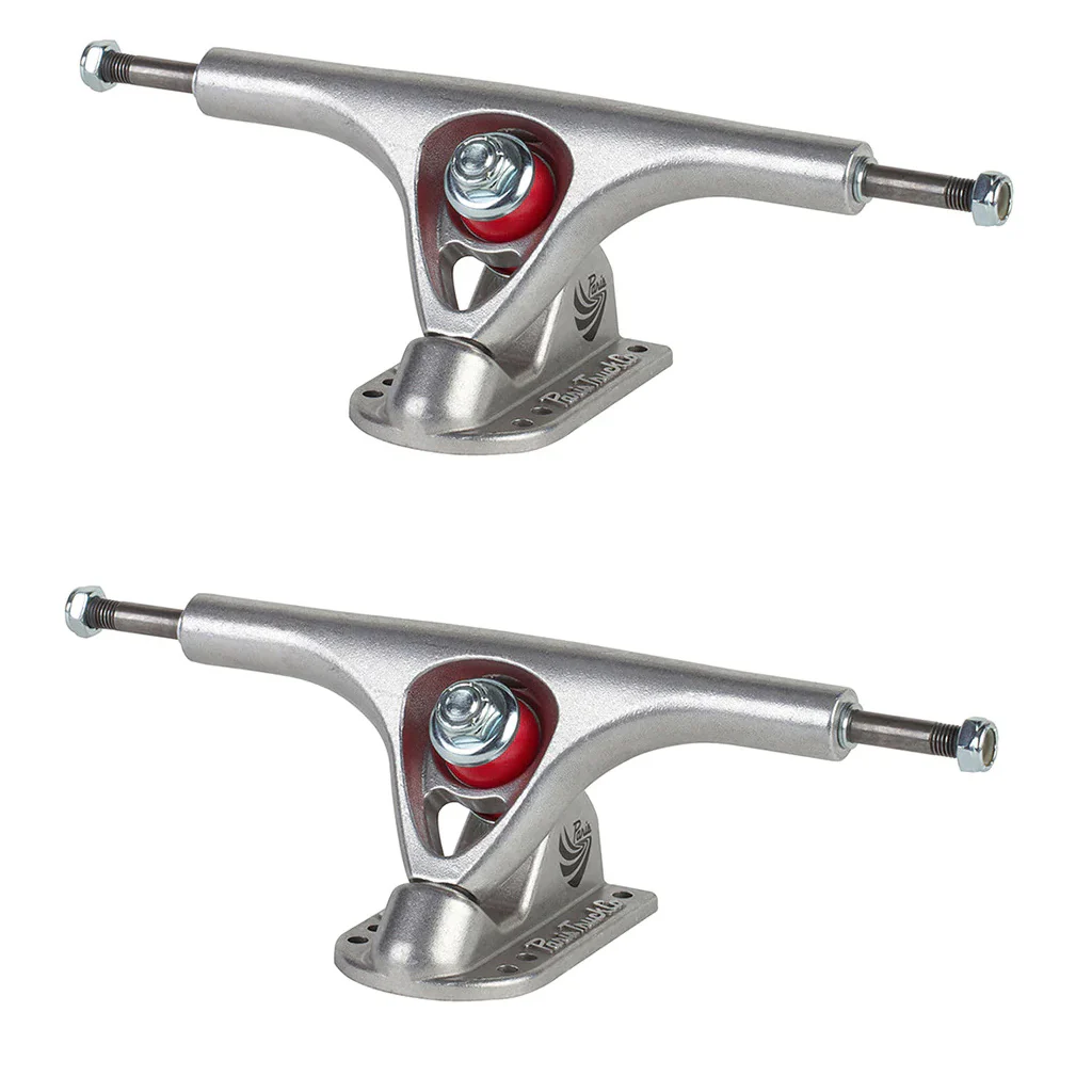 Paris Longboard Trucks V2 180mm 50° Raw Polished + Globe Conical 70mm 78a Wheels White/Red + Abec 7 Bearings - Image 2
