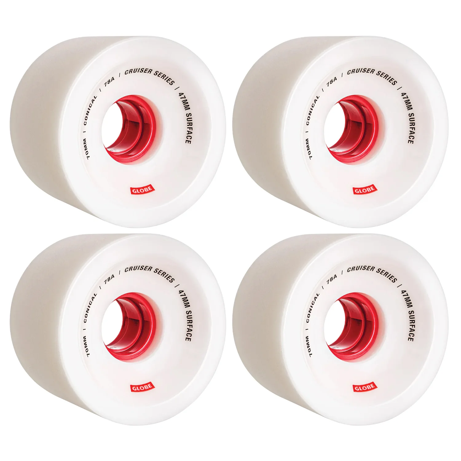 Paris Longboard Trucks V2 180mm 50° Raw Polished + Globe Conical 70mm 78a Wheels White/Red + Abec 7 Bearings - Image 3