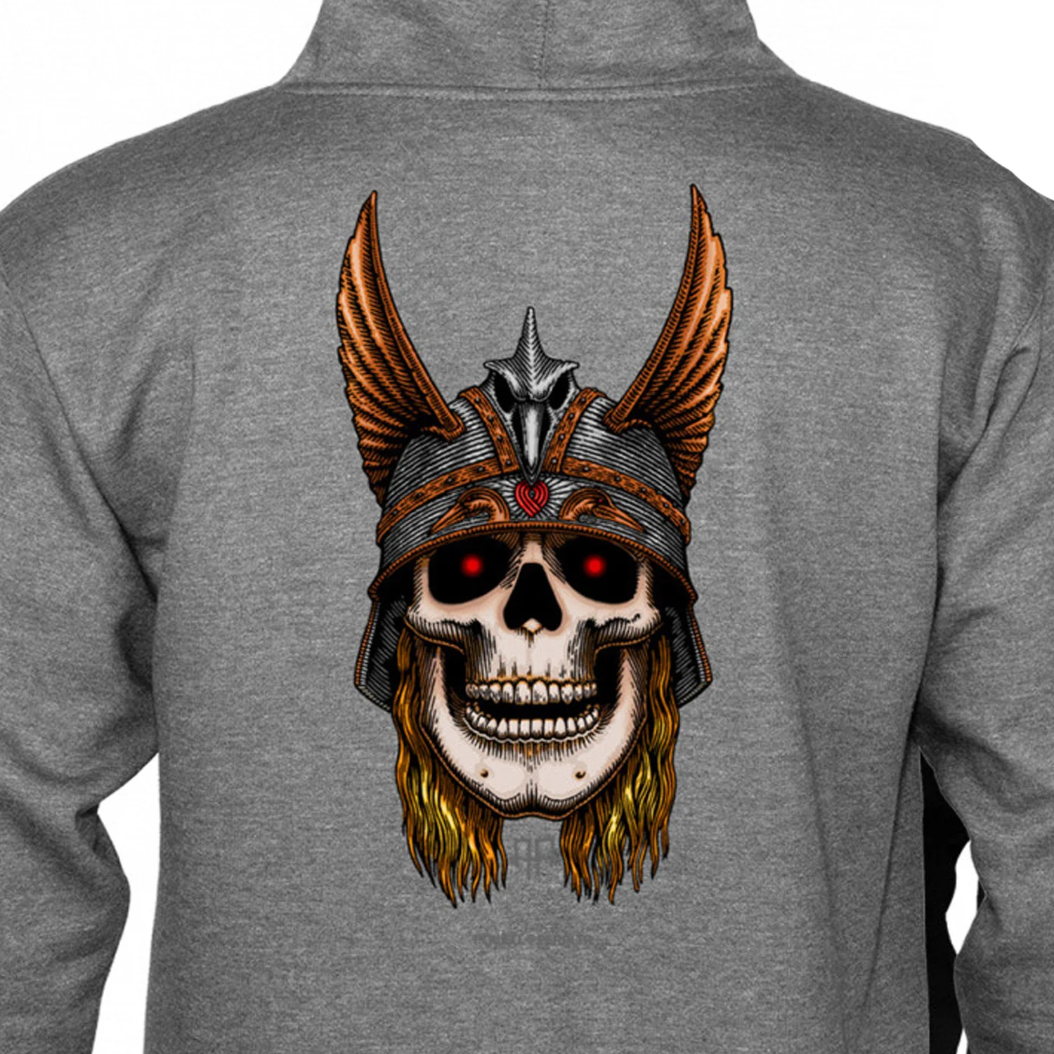 Powell Peralta Hoody Andy Anderson Skull Gunmetal Heather - Image 2