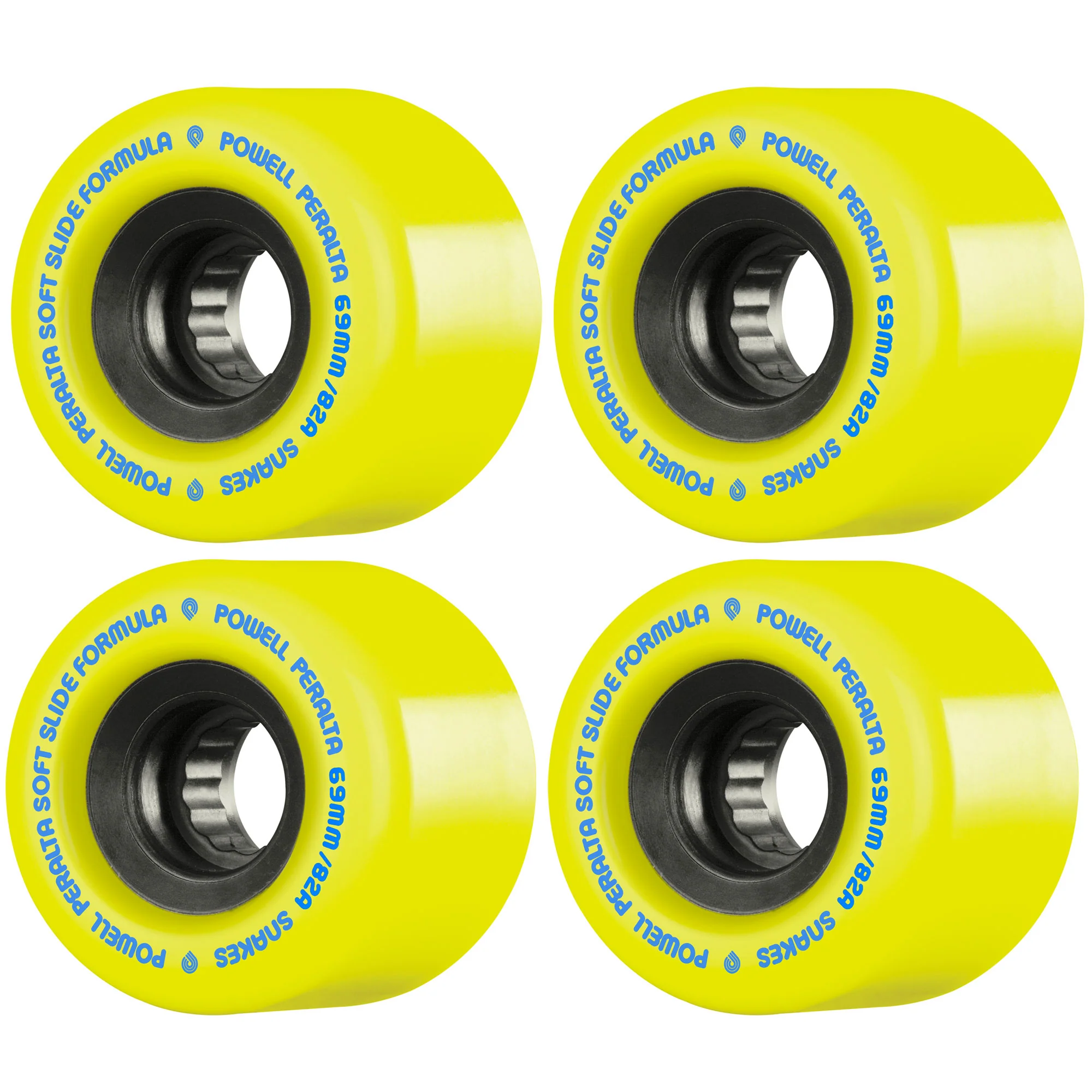 Powell Peralta Longboard Wheels Snakes 69mm 82A Yellow Soft Slide Formula