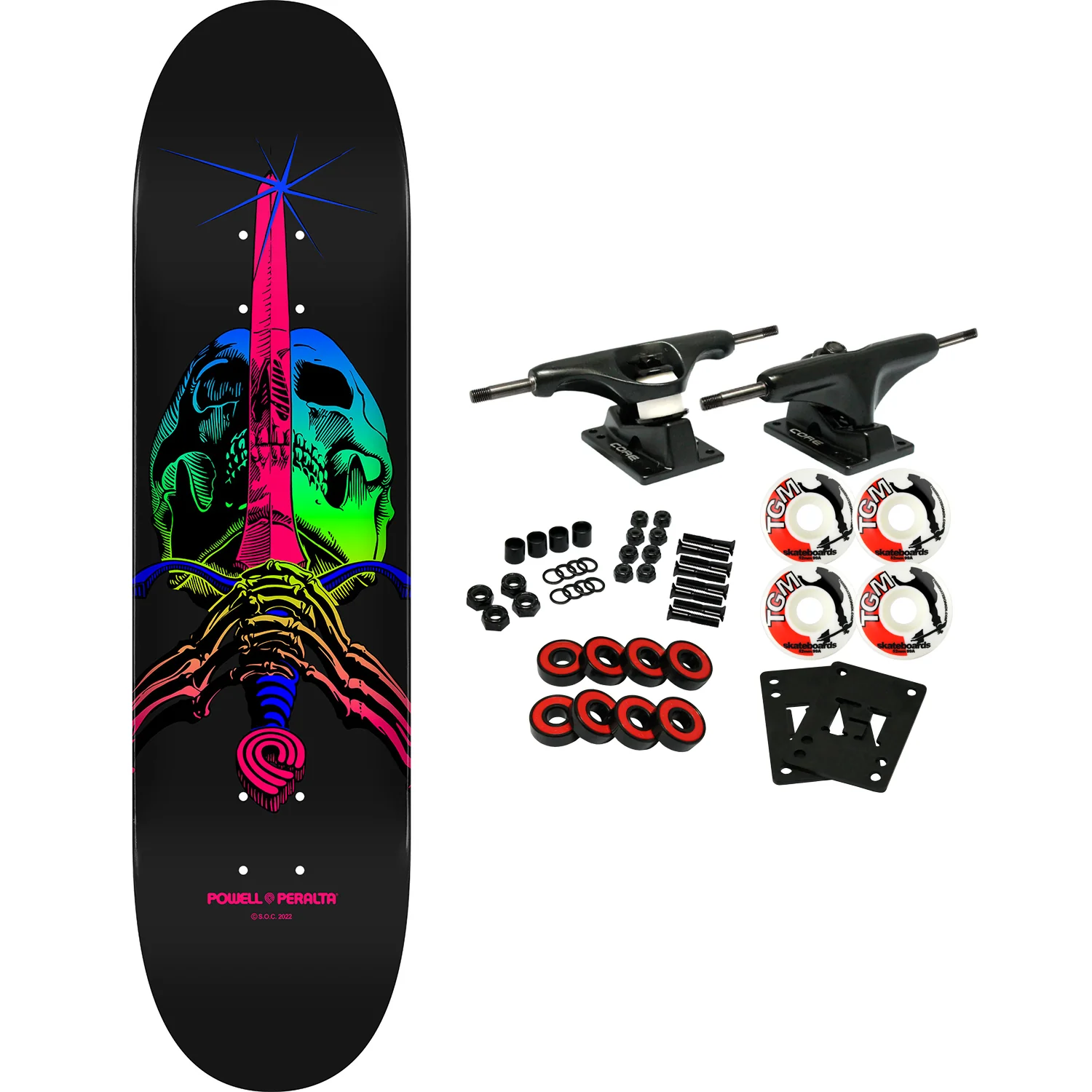 Powell Peralta Skateboard Complete Skull and Sword Green Fade 8.25" x 31.95"