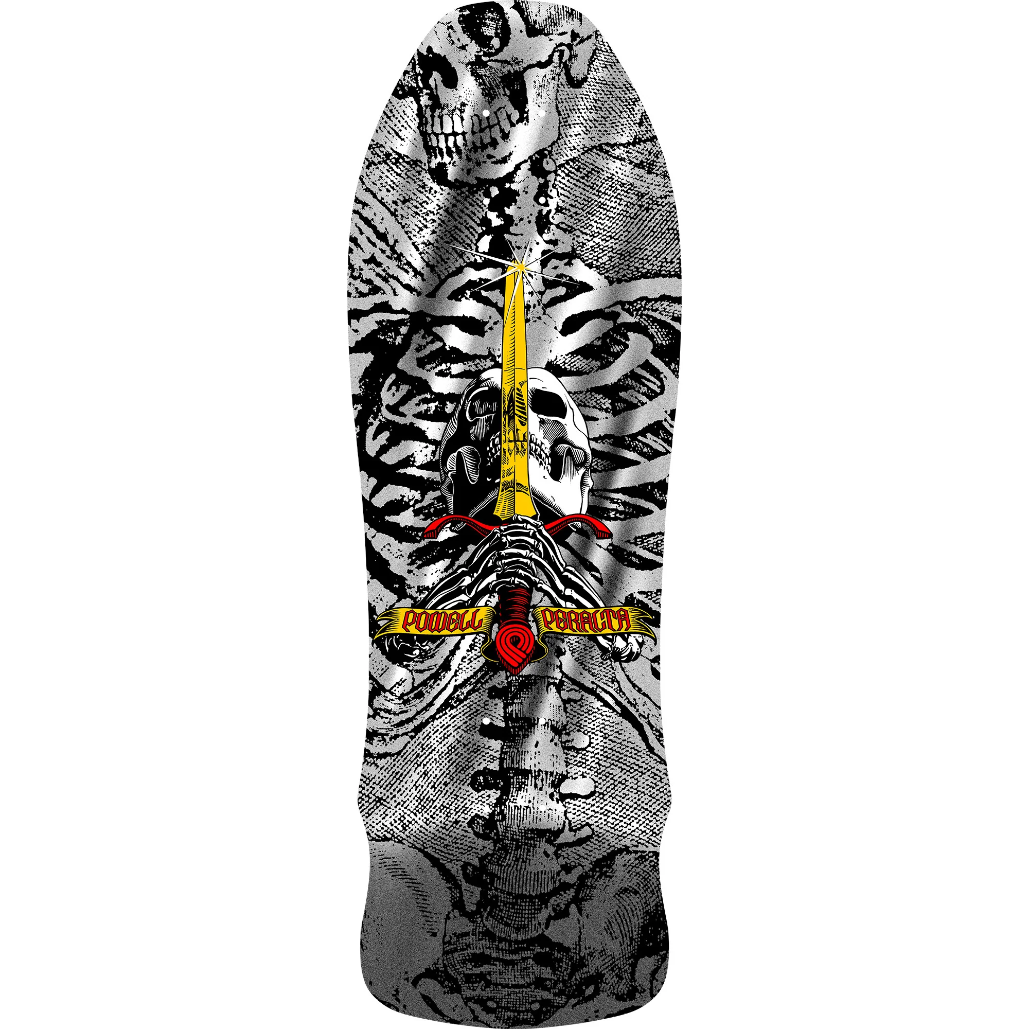Powell Peralta Skateboard Geegah Skull and Sword Silver Foil / Independent/ Rat Bones White - Image 4