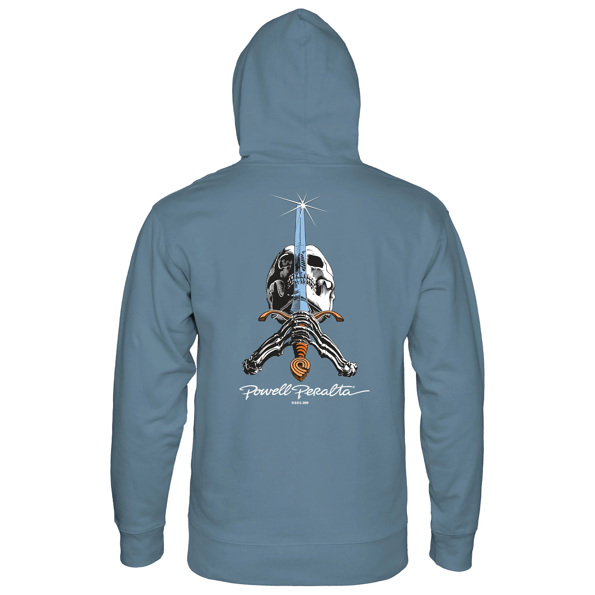 Powell Peralta Skateboard Hoody Skull and Sword Storm Blue - Image 2