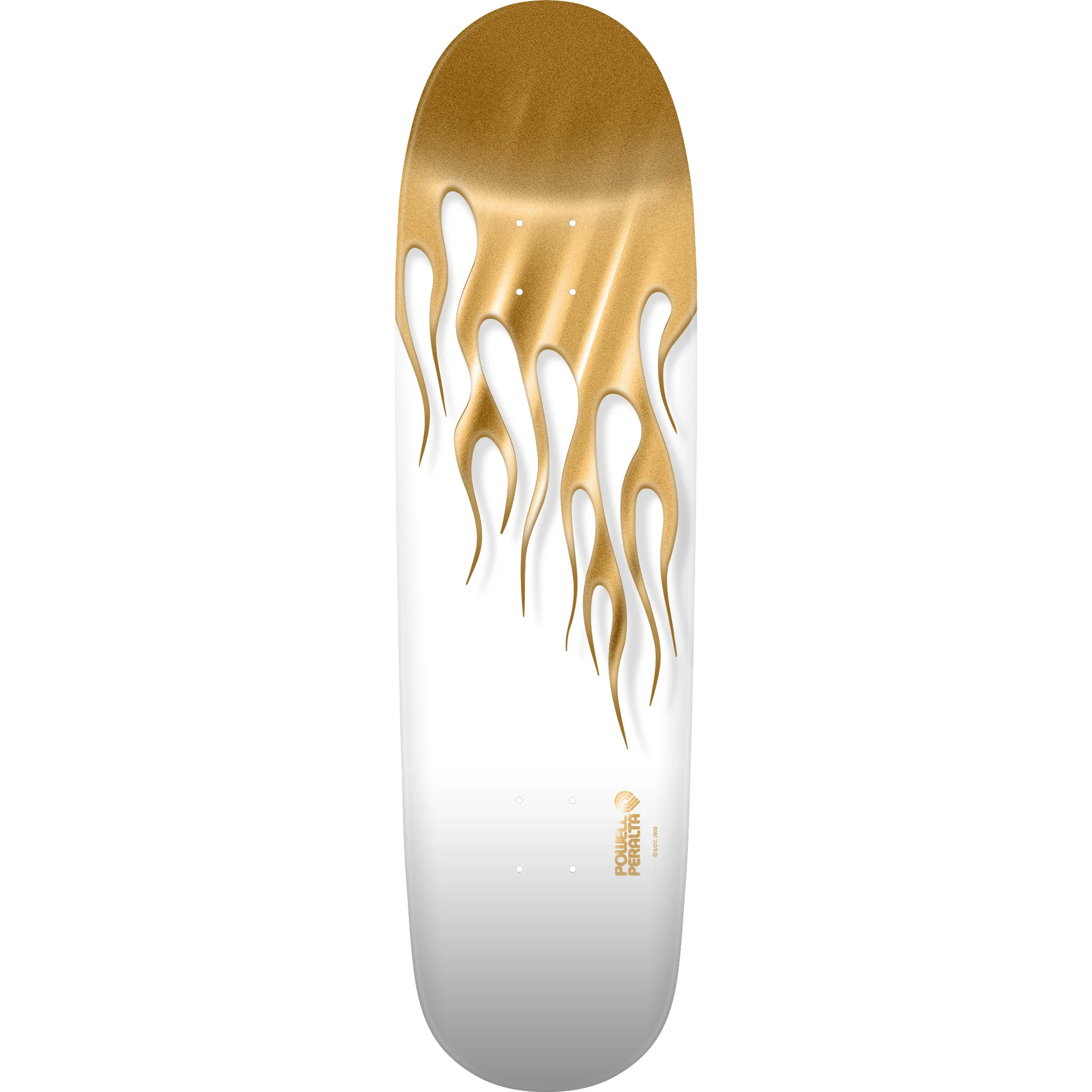 Powell Peralta Skateboard Hot Rod Flames White/Gold / Independent / Rat Bones White - Image 4