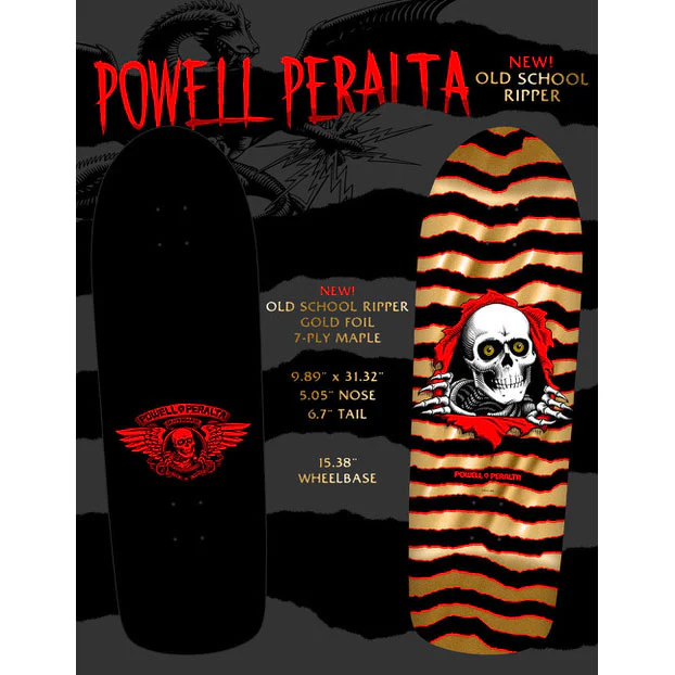 Powell Peralta Skateboard Old School Ripper Gold Foil / Independent/ Rat Bones White - Image 5