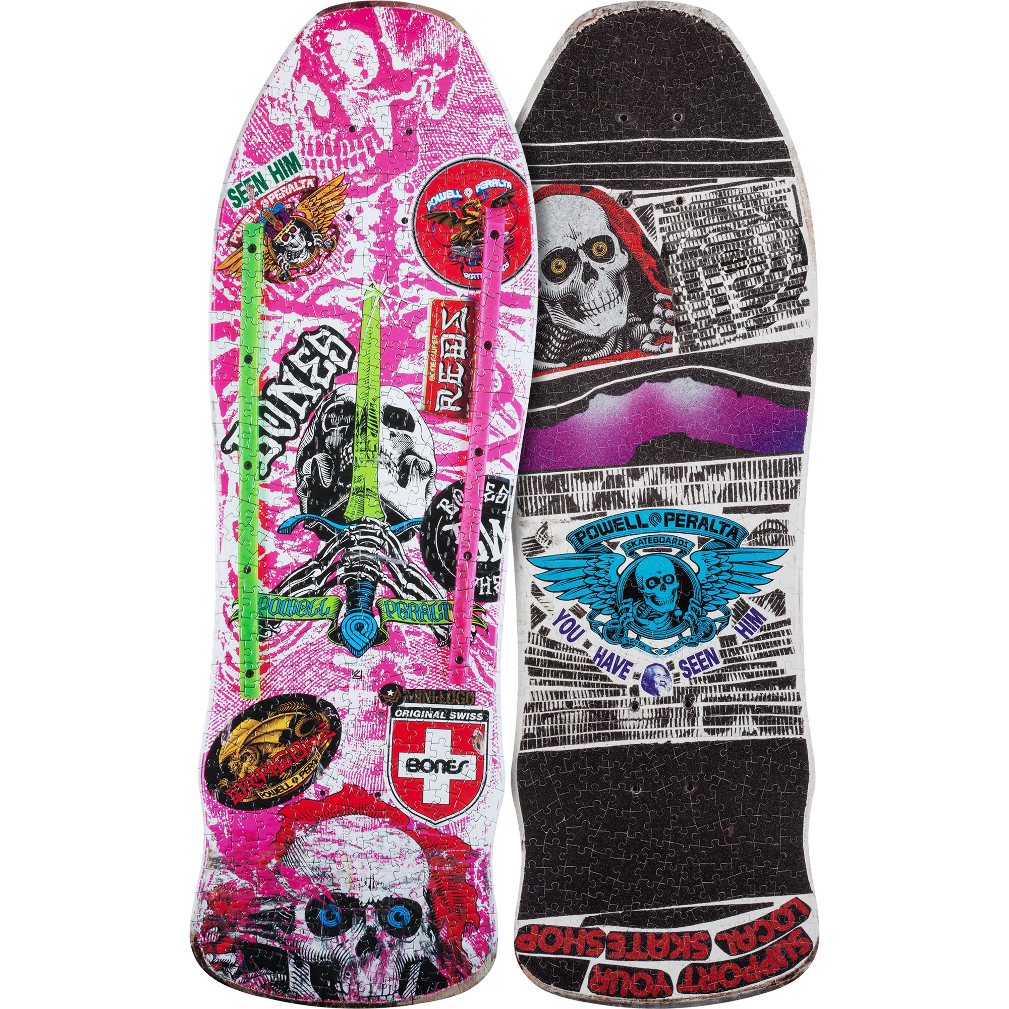 Powell Peralta Skateboard Puzzle 500pcs Geegah Skull and Sword Pink Double Sided - Image 5