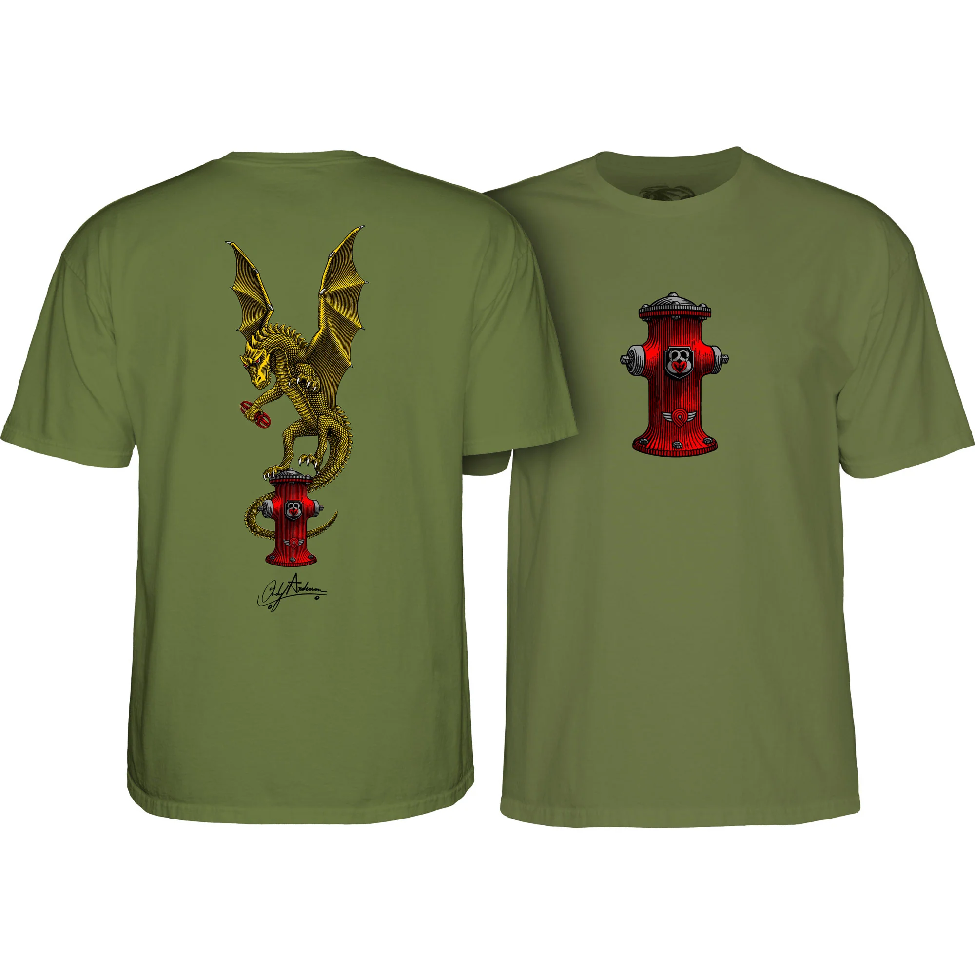 Powell Peralta Skateboard Shirt Andy Anderson Vajra Military Green
