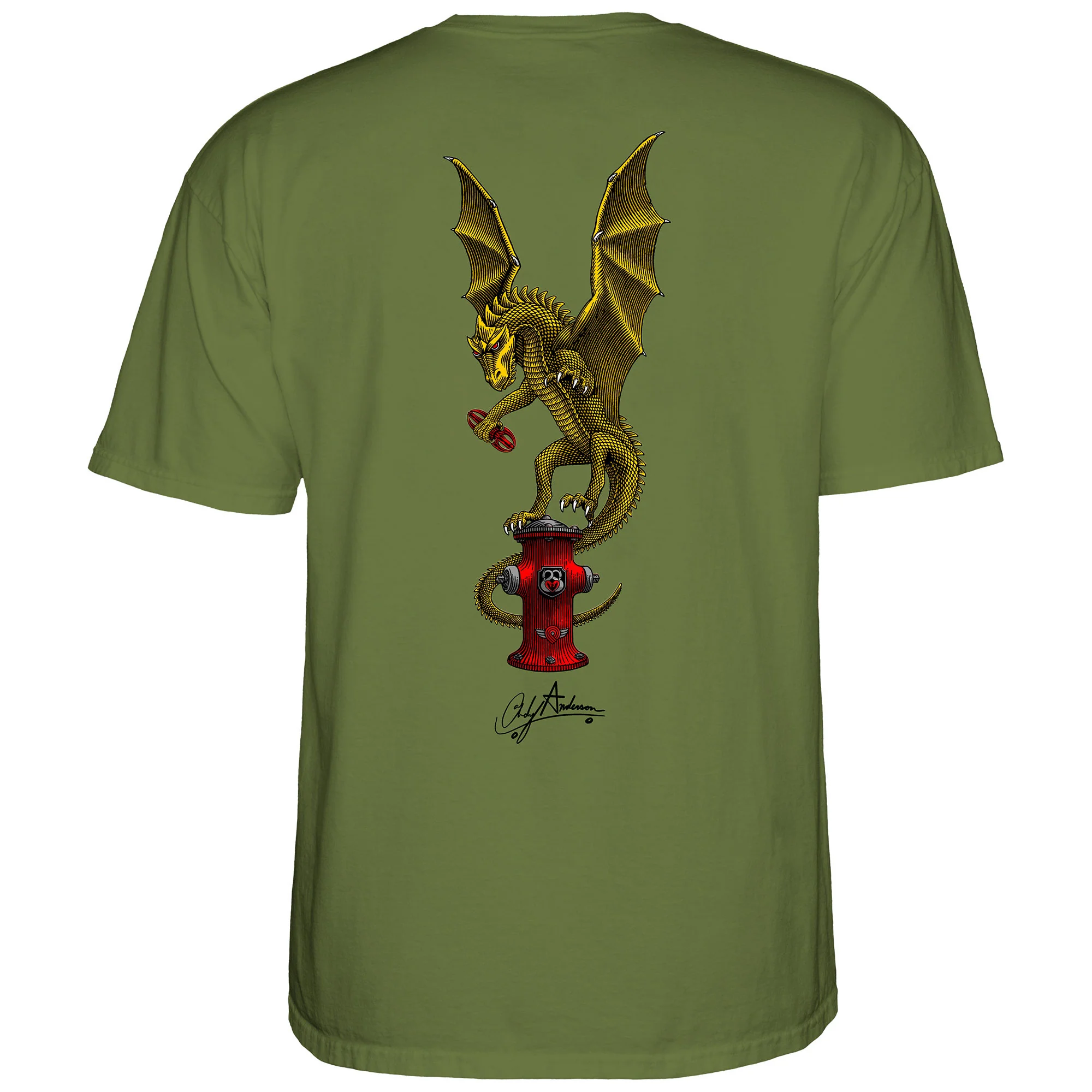Powell Peralta Skateboard Shirt Andy Anderson Vajra Military Green - Image 2