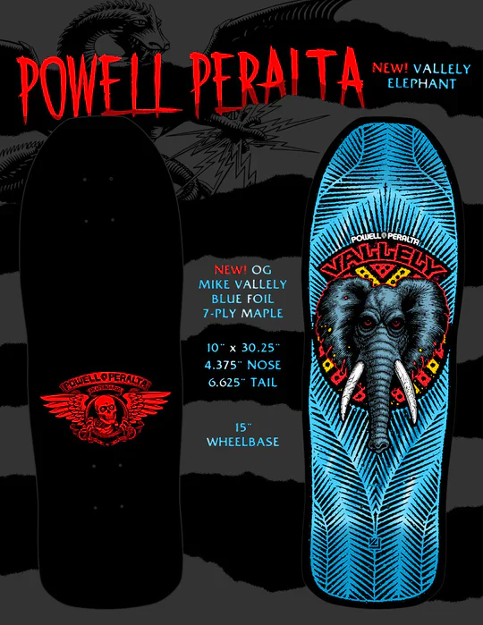 Powell Peralta Skateboard Vallely Elephant Blue Foil / Independent / Rat Bones Black - Image 6