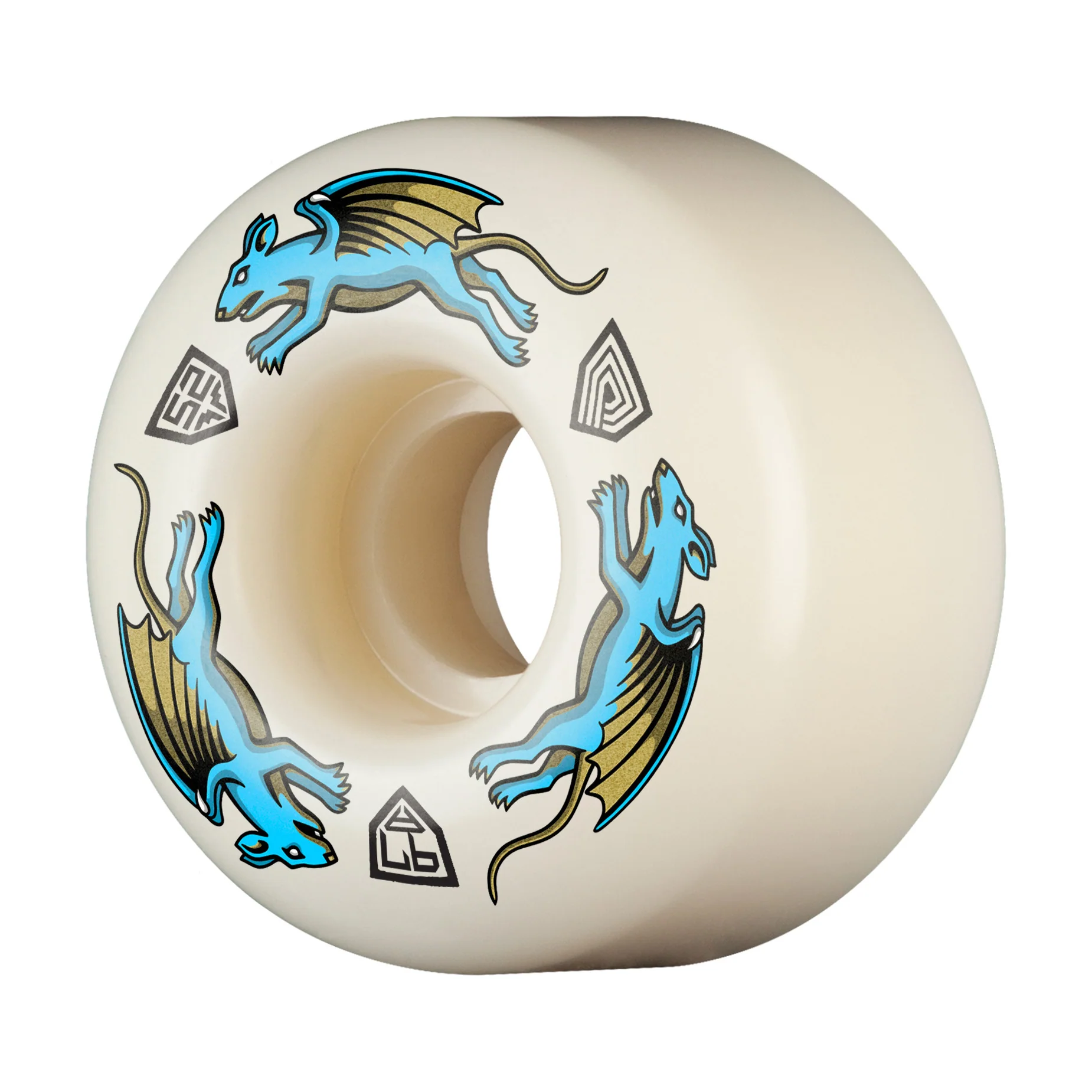 Powell Peralta Skateboard Wheels 52mm x 34mm Dragon Formula 97A AV4 Nano Rat Off White - Image 2