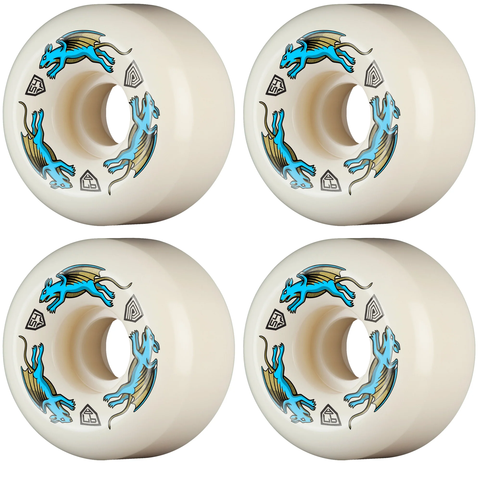 Powell Peralta Skateboard Wheels 54mm x 34mm Dragon Formula 97A AV6 Nano Rat Off White