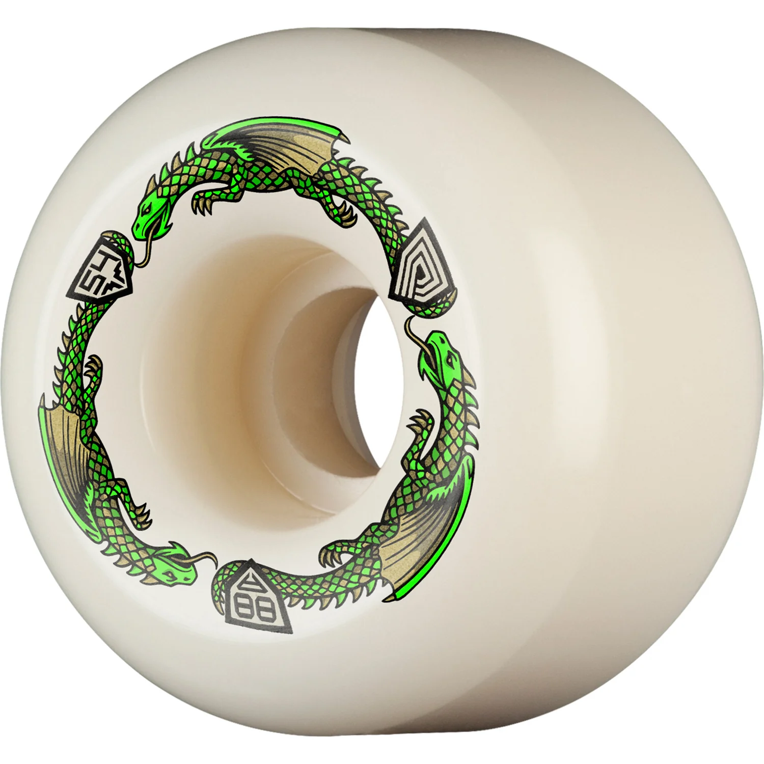 Powell Peralta Skateboard Wheels 54mm x 39mm Dragon Formula 88A A2 Shape Off White - Image 2