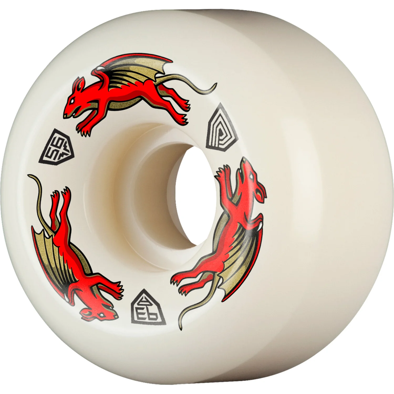 Powell Peralta Skateboard Wheels 56mm x 36mm Dragon Formula 93A AV6 Nano Rat Off White - Image 2
