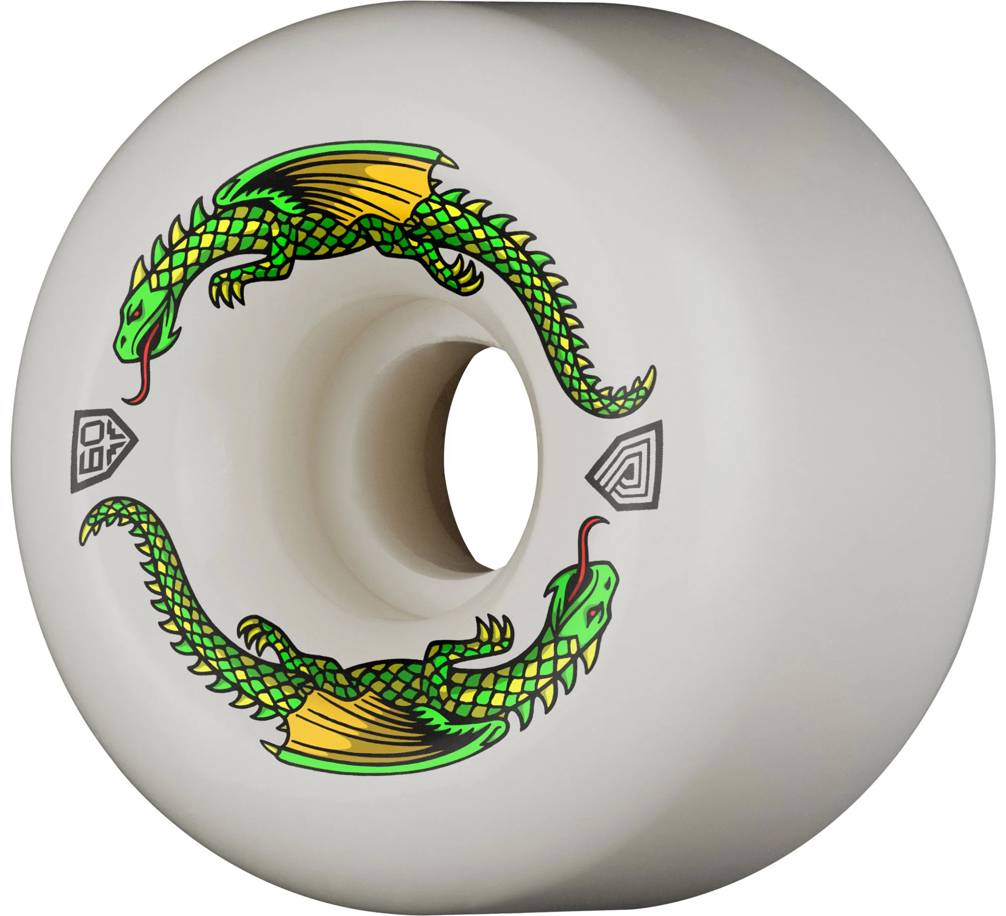 Powell Peralta Skateboard Wheels 60mm Dragon Formula Bomber Shape 93A White - Image 2