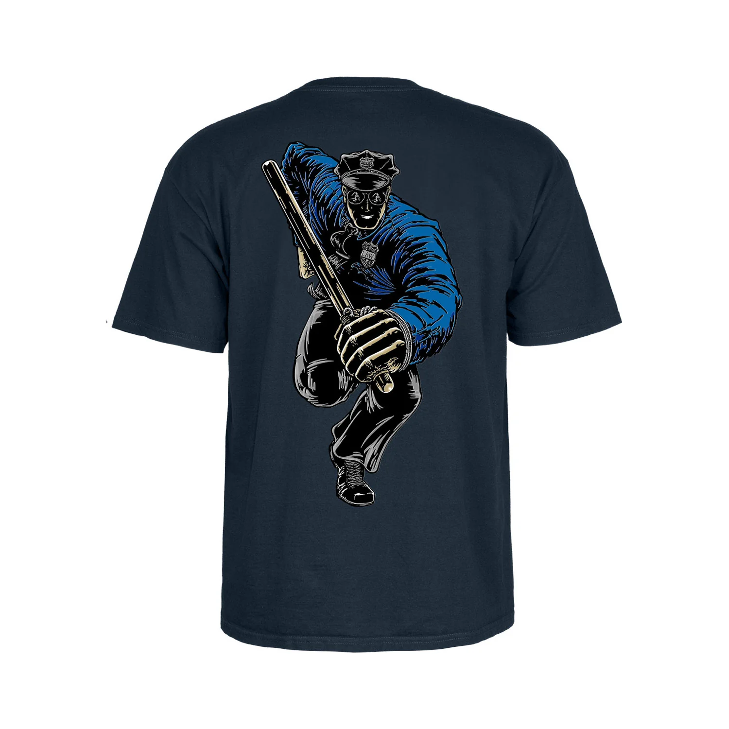 Powell Peralta Skateboards Shirt Chris Senn Police Navy - Image 2