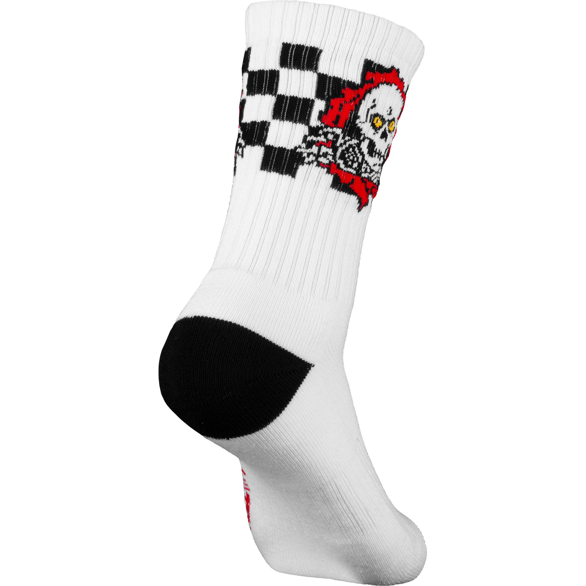 Powell Peralta Skateboards Socks Ripper Checker Stripes Crew White/Red/Black - Image 2