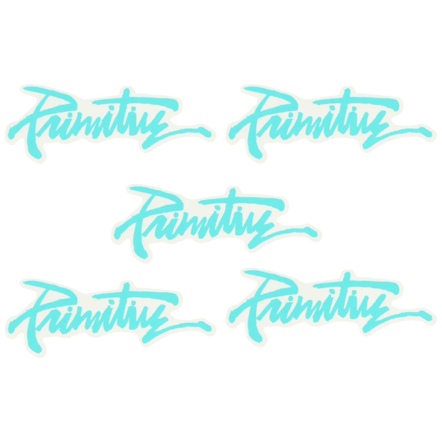 Primitive Skateboards Sticker Logo White/Teal 2" x 5.5" 5-Pack