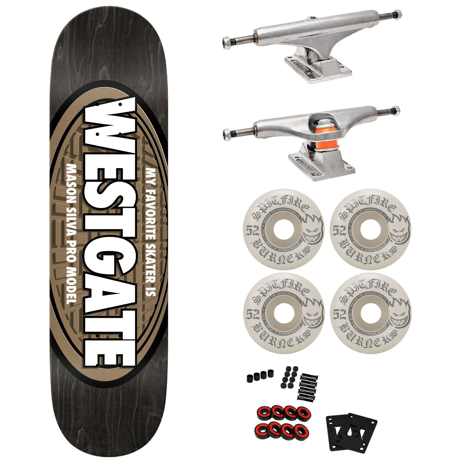 Real Premium Skateboard with Indy Trucks, Spitfire Wheels 8.06" Mason Silva Favorite Skater