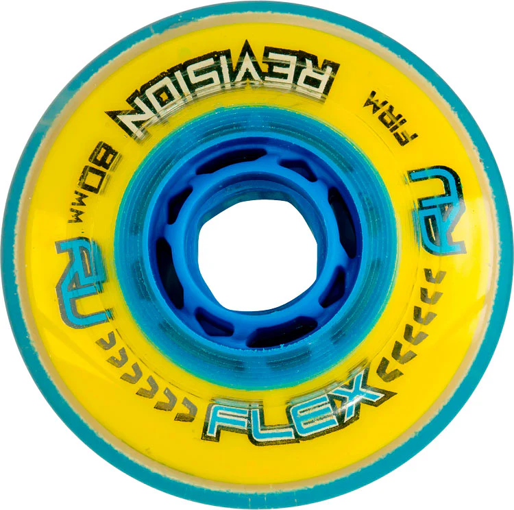 Revision Roller Hockey Wheels Indoor 80mm Flex Firm Yellow 8-Pack - Image 2