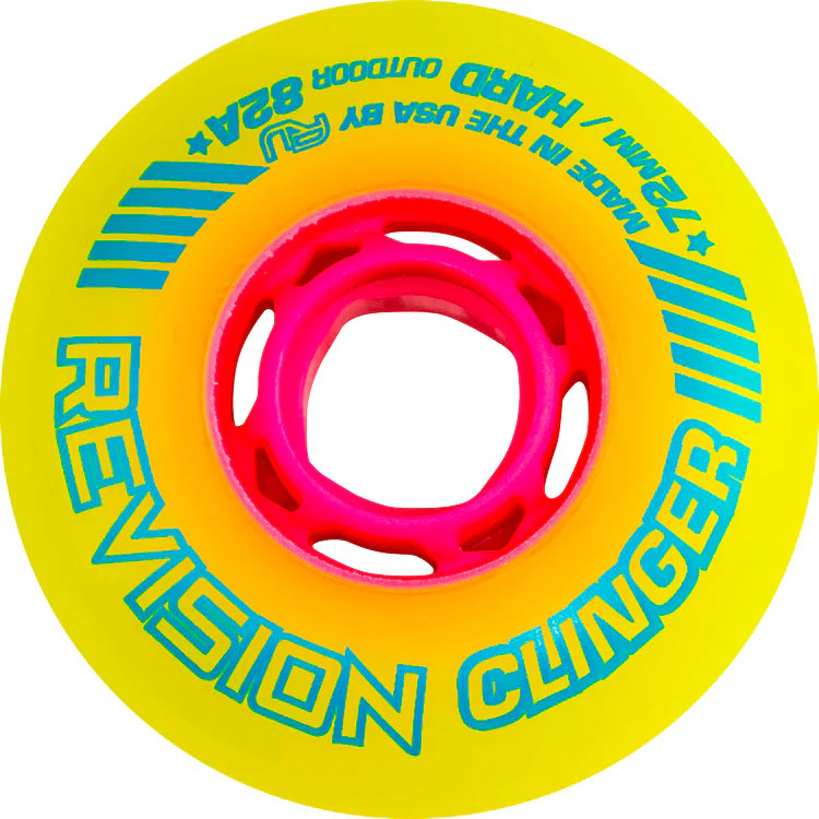 Revision Roller Hockey Wheels Outdoor 72mm Clinger 82A Yellow Single Wheel