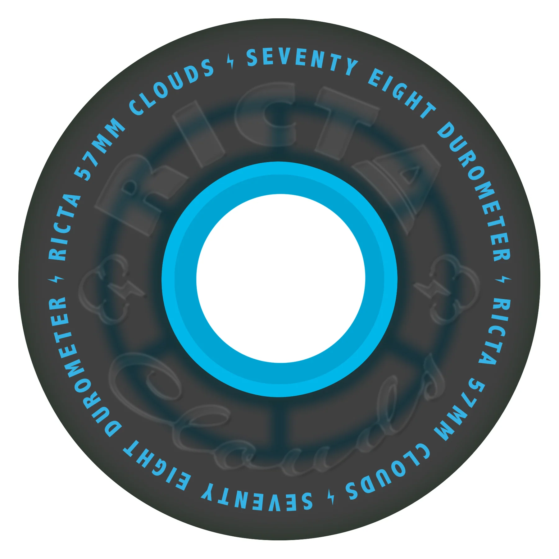 Ricta Skateboard Wheels 57mm Clouds 78A Transparent Black - Image 3