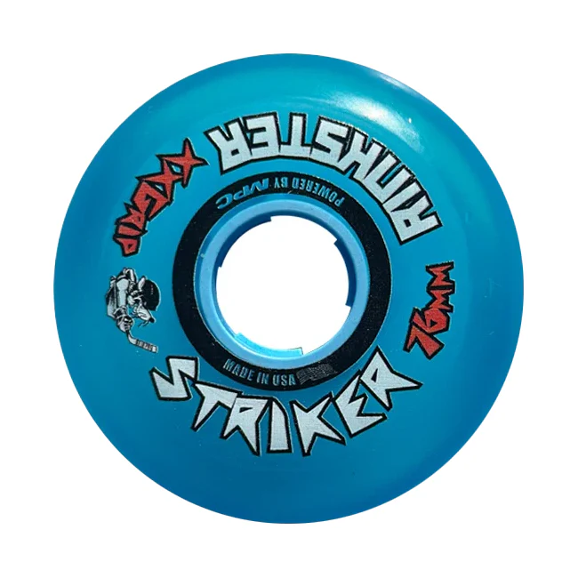 Rink Rat Roller Hockey Wheels Rinkster Striker 76mm / 80mm HiLo XX Grip Blue 8-Pack - Image 2