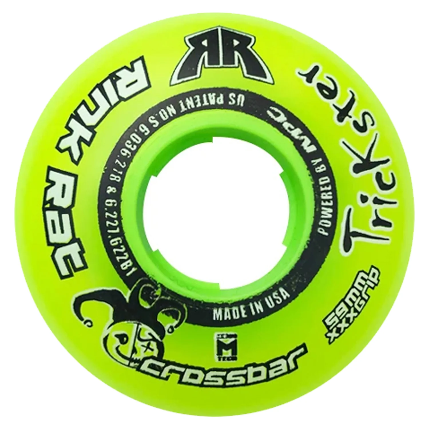Rink Rat Roller Hockey Wheels - Trickster Crossbar 59mm 76A Green/Black (8-Pack) - Image 2
