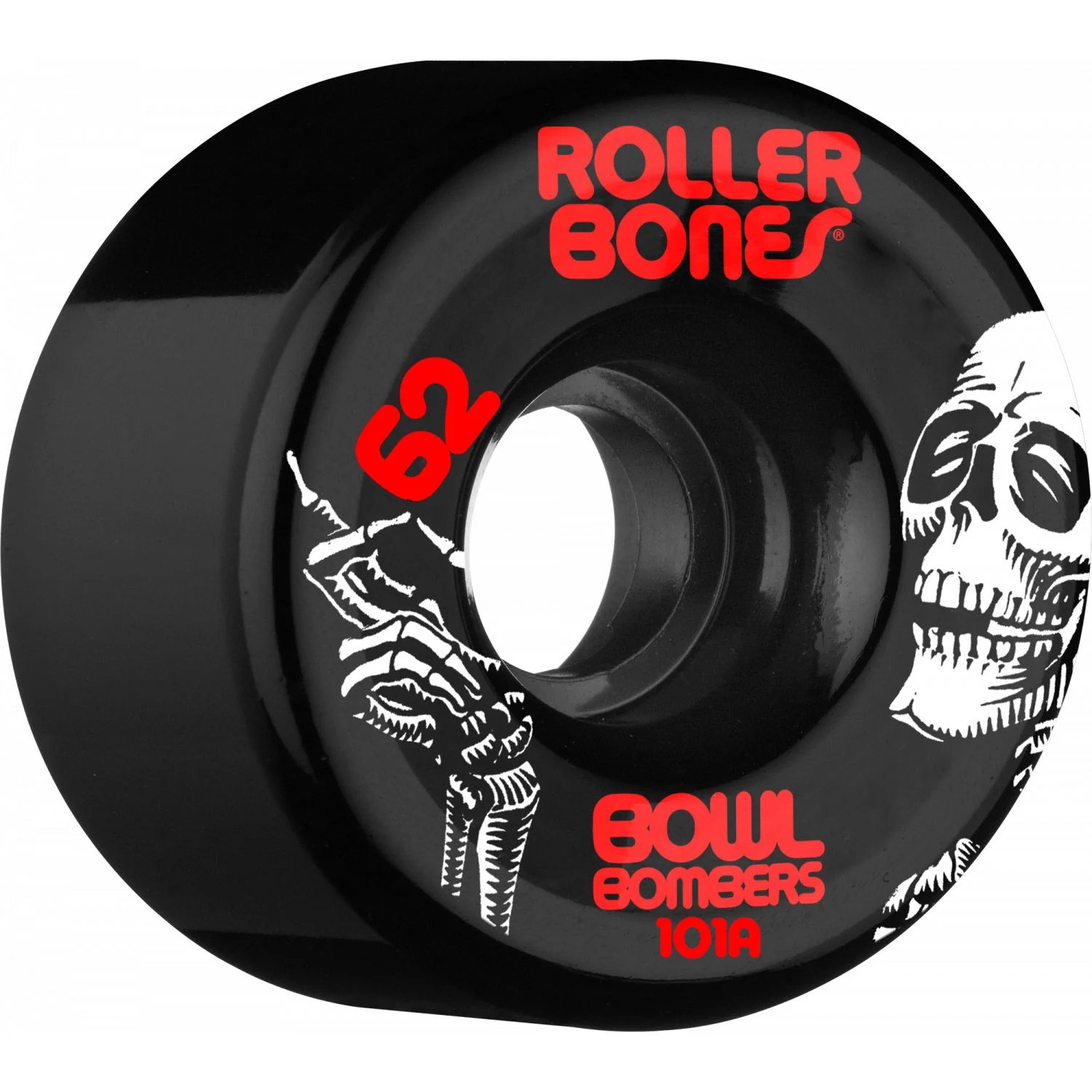 Rollerbones Quad Skate Wheels 62mm x 30mm Bowl Bombers 8-Pack 101A Black - Image 2