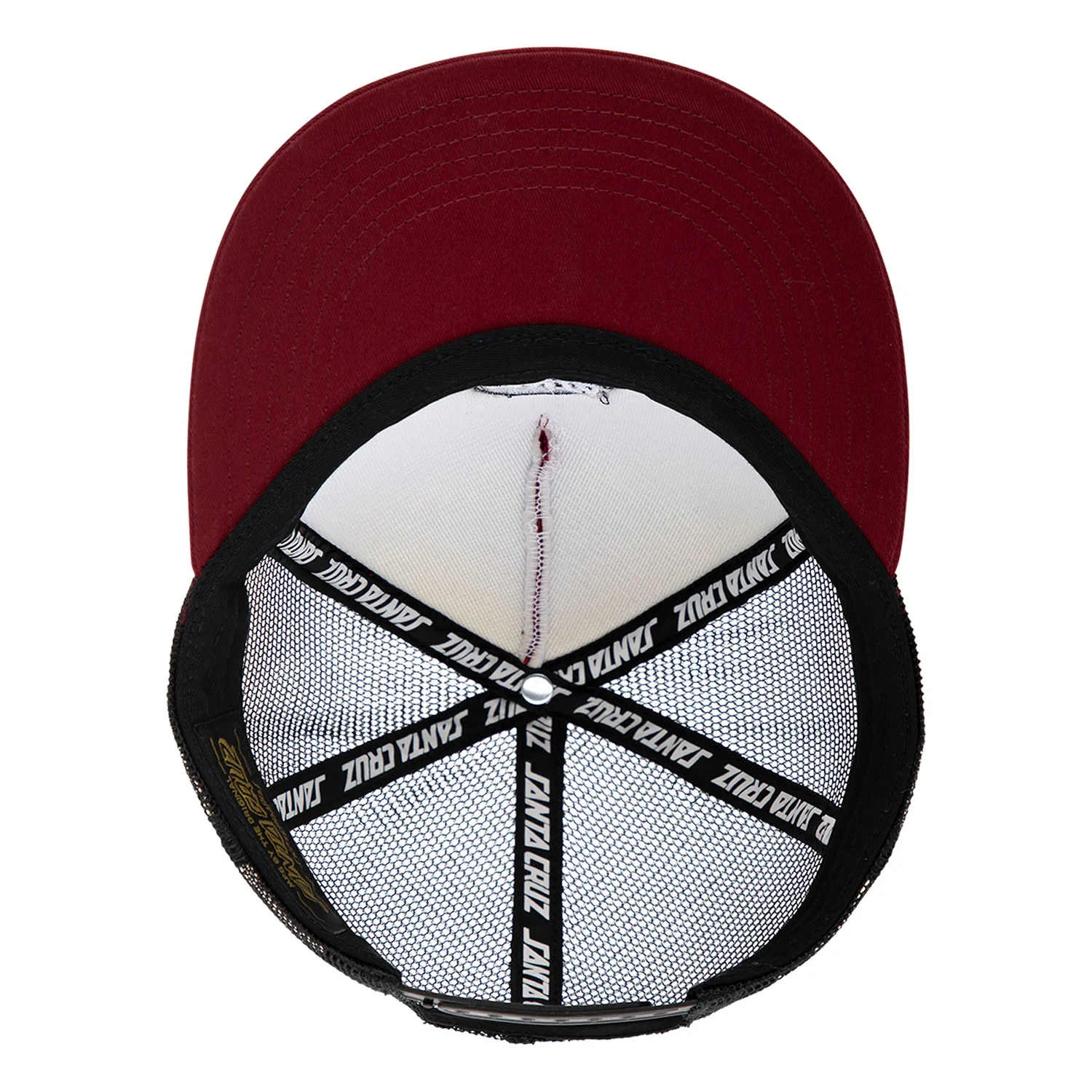 Santa Cruz Skateboards Hat Cruz Embroidered Mesh Trucker Maroon/Slate - Image 4