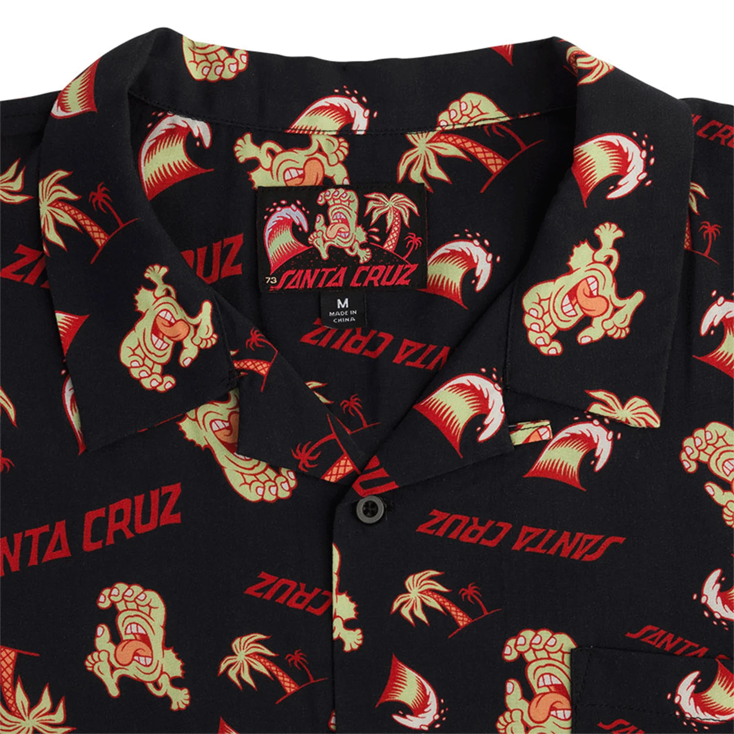 Santa Cruz Skateboards Shirt Beach Bum Hand Party Top Black - Image 3