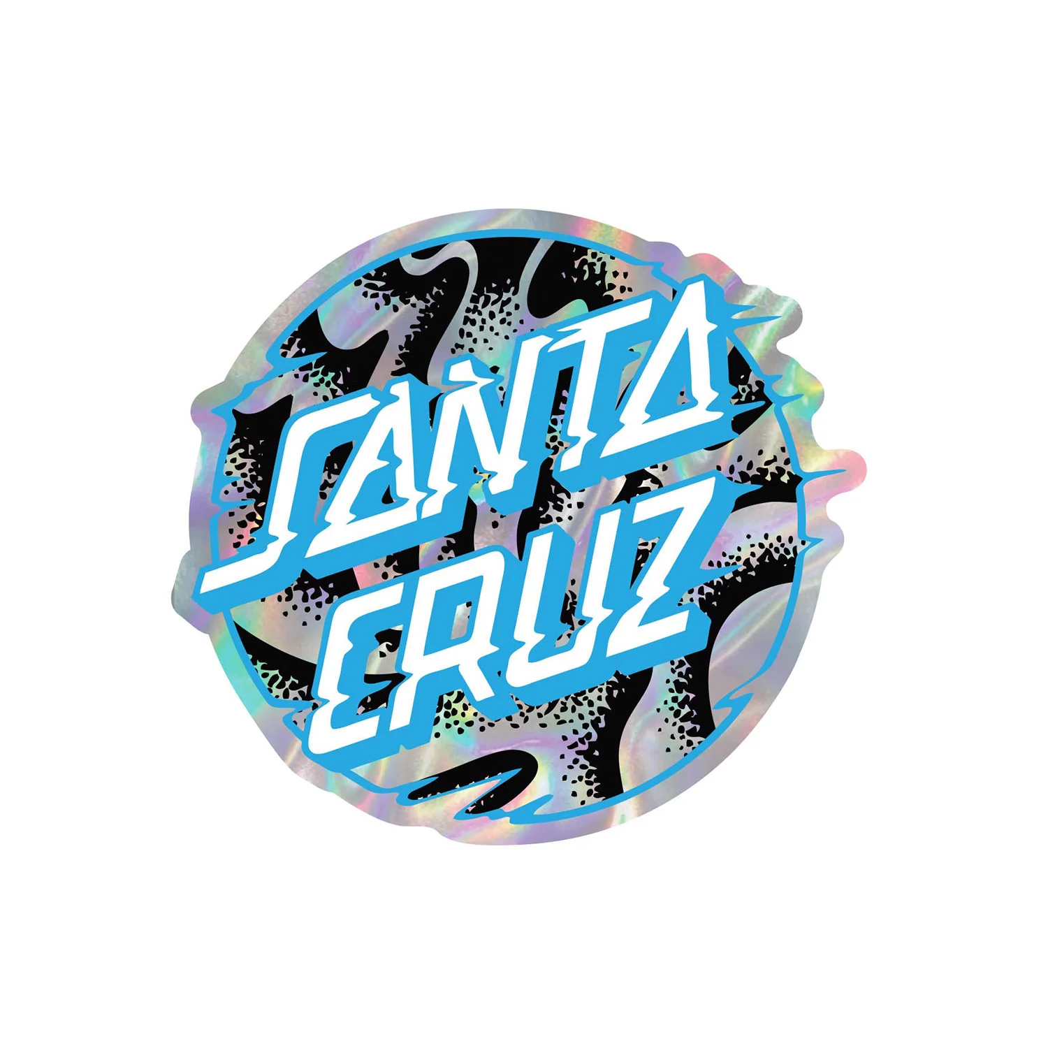 Santa Cruz Skateboards Sticker Vivid Slick Dot Metallic Holographic Blue 3.5"