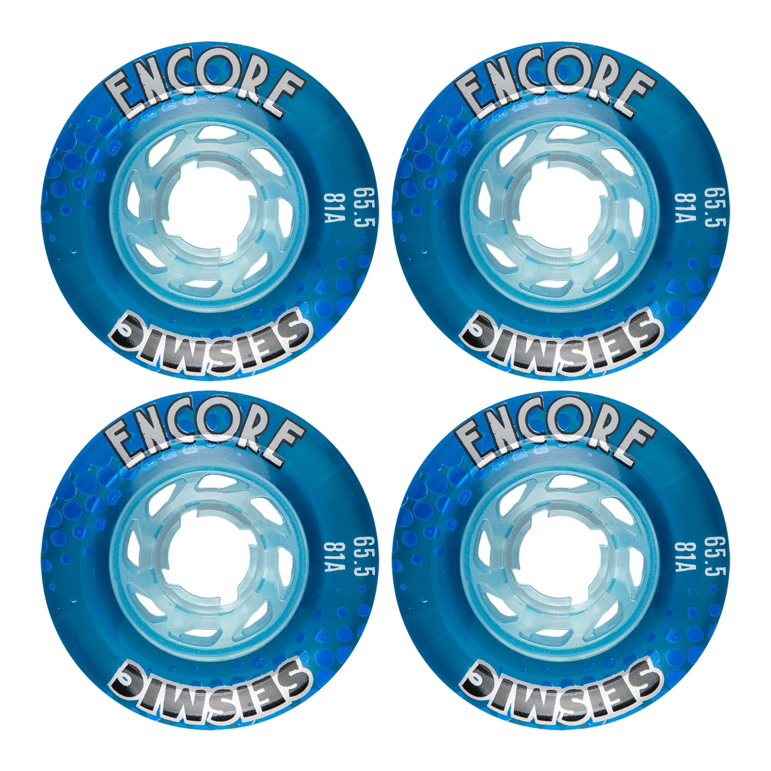 Seismic Wheels Encore Crystal Clear Blue 65.5mm x 43mm 81A