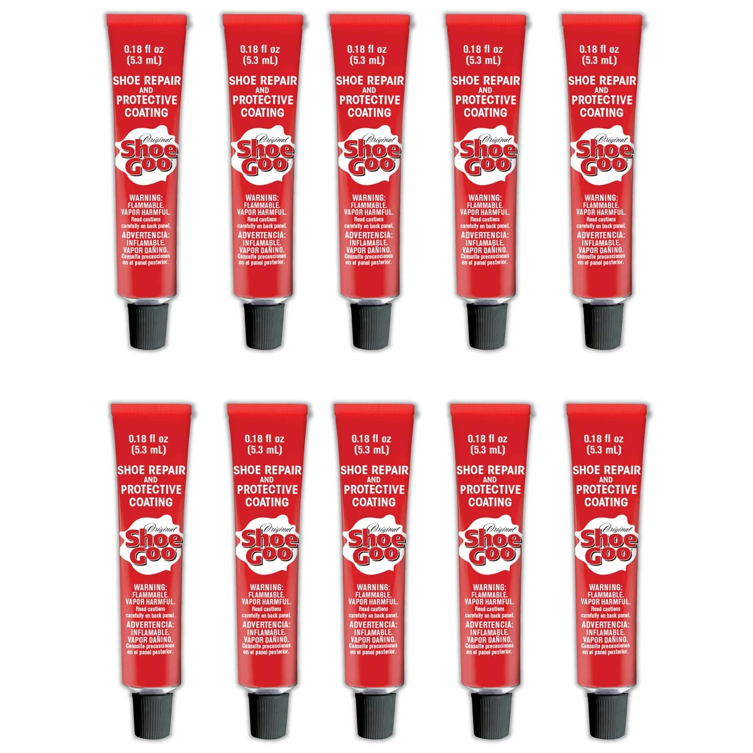 Shoe Goo Original 0.18oz - 10 Pack Mini Tubes - Clear - Rebuild, Protect, Repair
