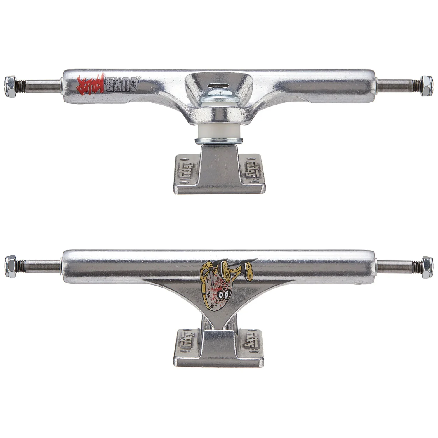 Slappy Skateboard Trucks 9.0" ST1 Inverted Curb Killer Silver