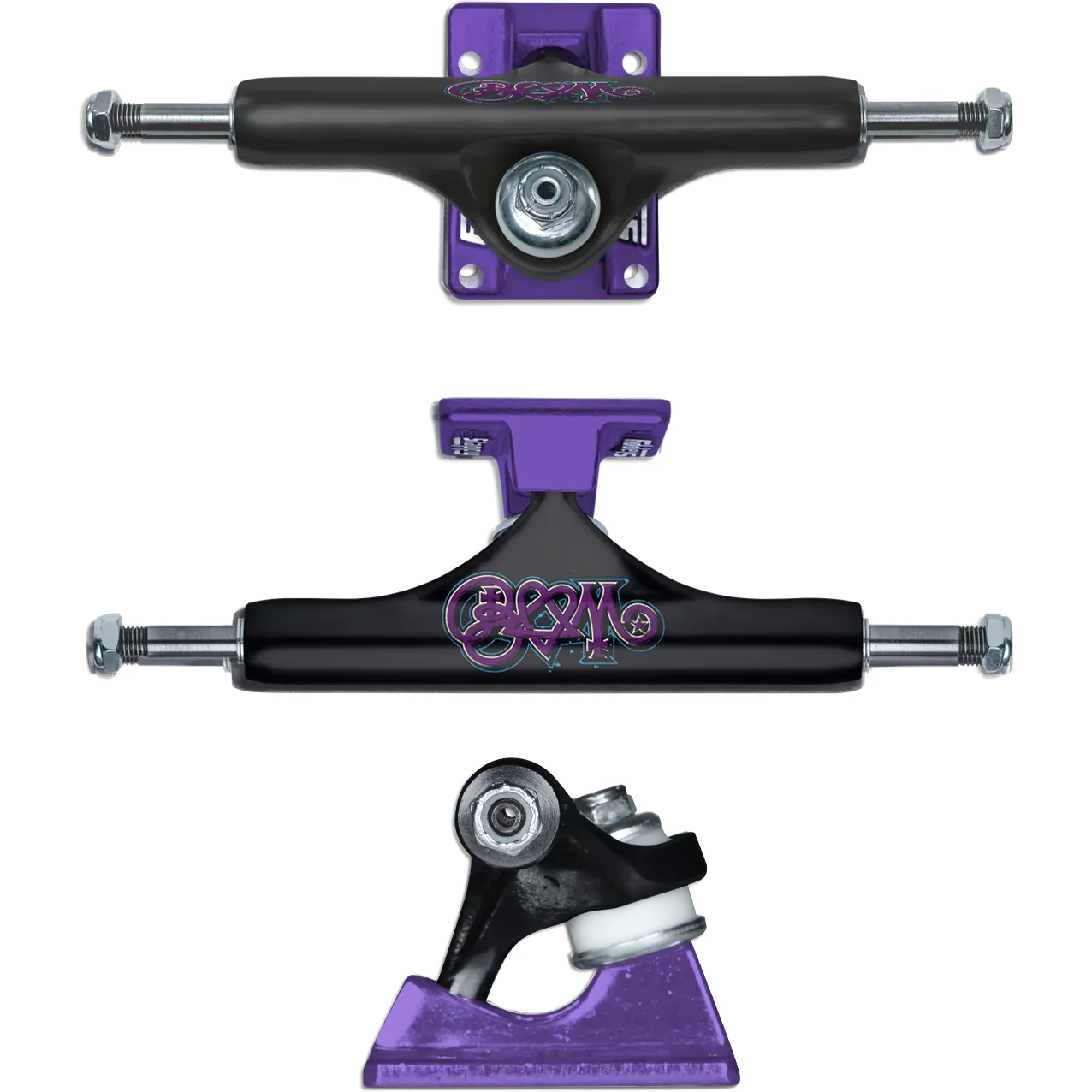 Slappy Skateboard Trucks ST1 Hollow Bam Margera Black/Purple 8.5" - Image 6