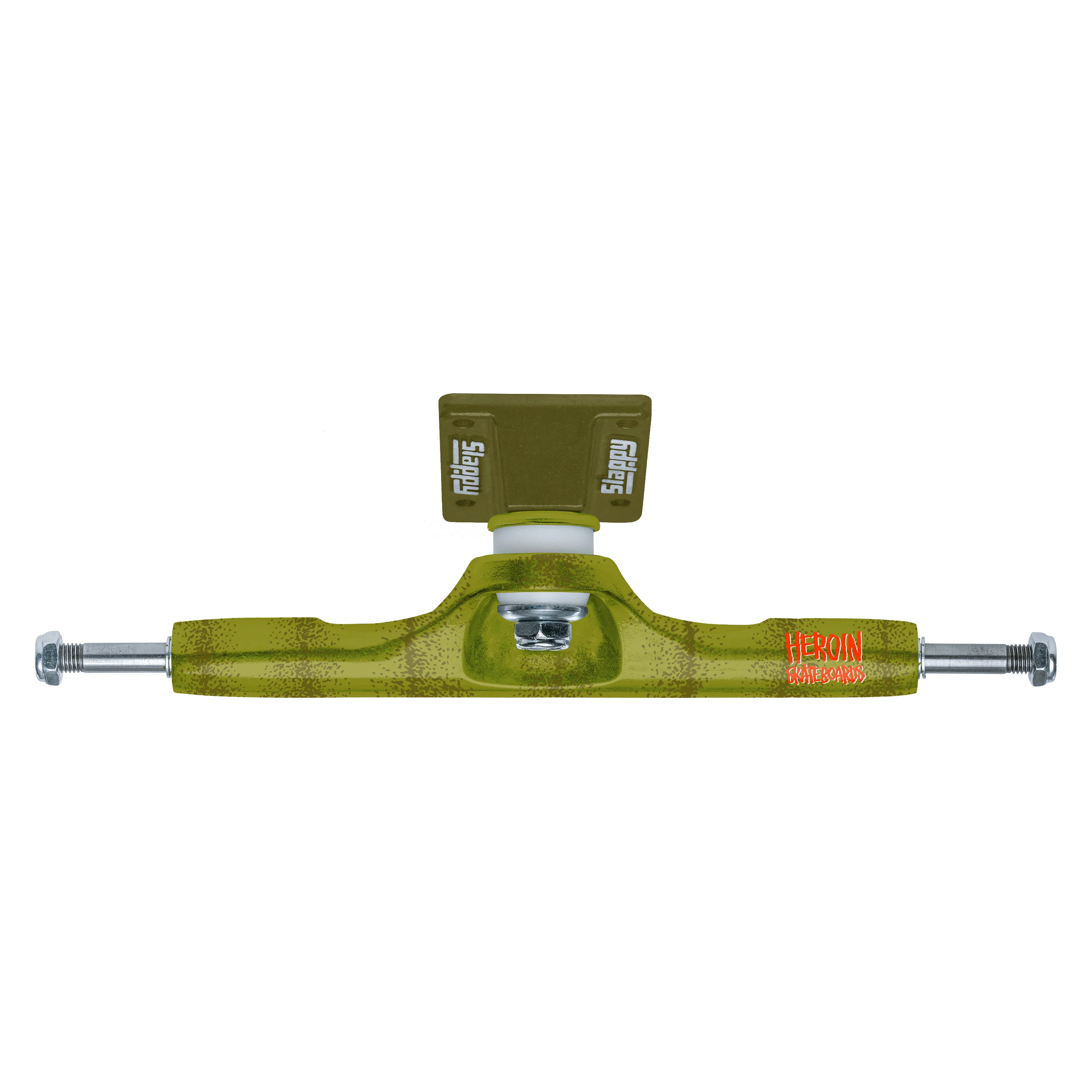 Slappy X Heroin Skateboard Trucks ST1 Hollow Pickle Green 9.5" (Pair) - Image 3