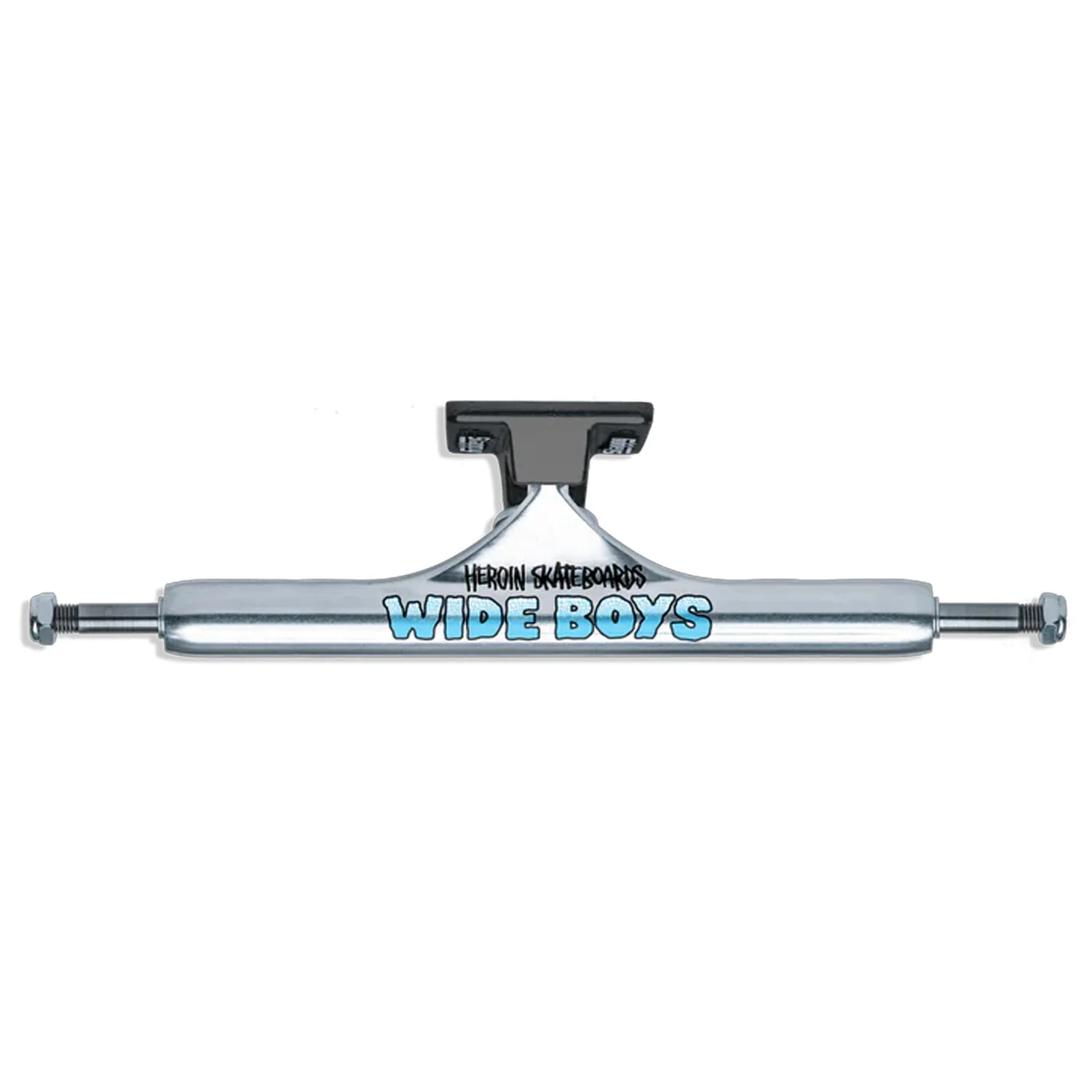 Slappy x Heroin Skateboard Trucks ST1 Hollow Wide Boys 10.5" Silver/Black Pair - Image 2