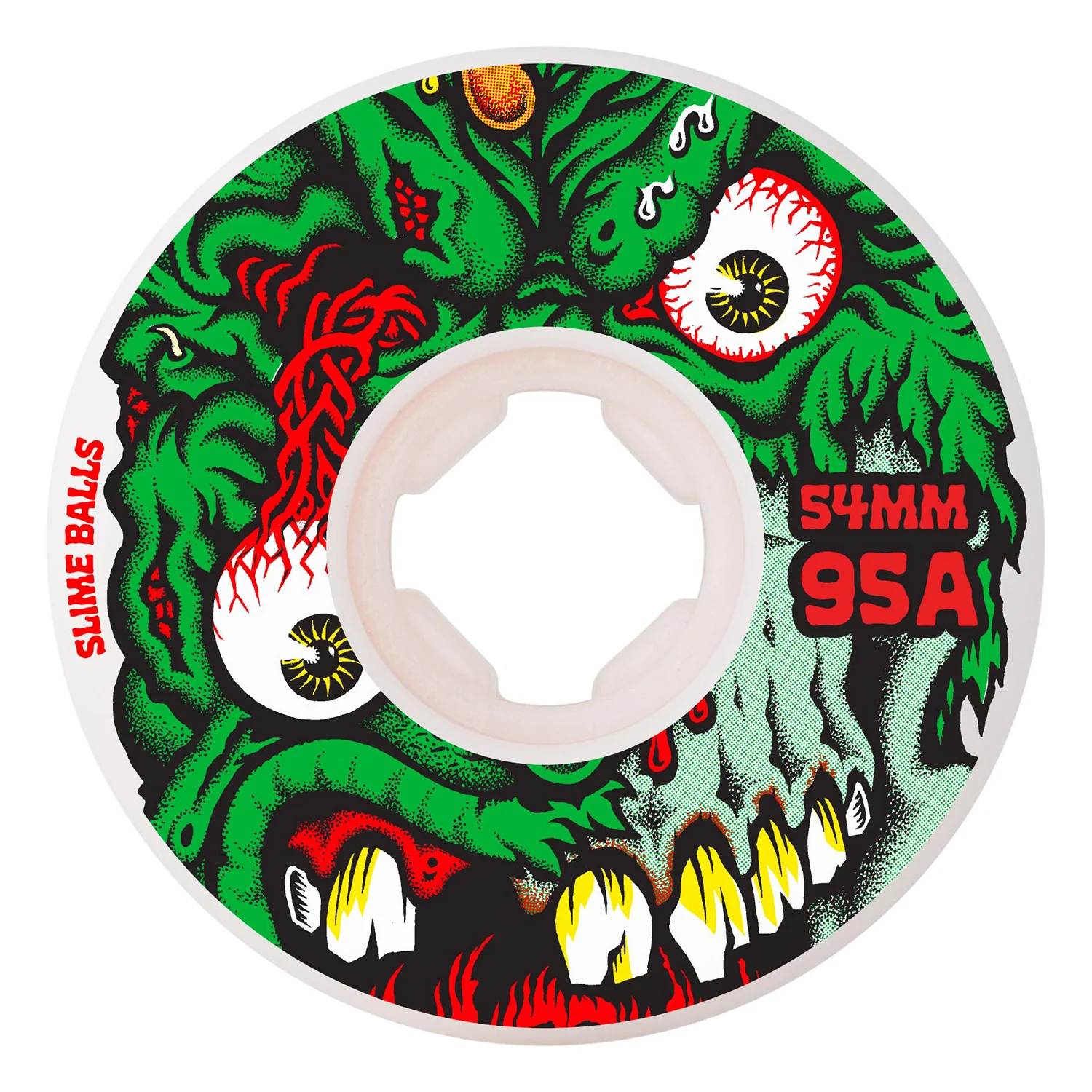 Slime Balls Skateboard Wheels 54mm Roskopp Face Two Reissue Hardline 95A White - Image 2