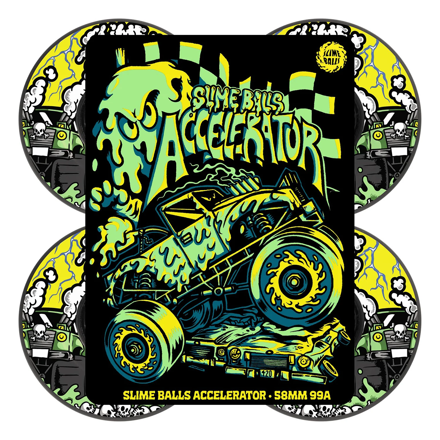 Slime Balls Skateboard Wheels 58mm Accelerator Vomit Mini 99A Black - Image 5