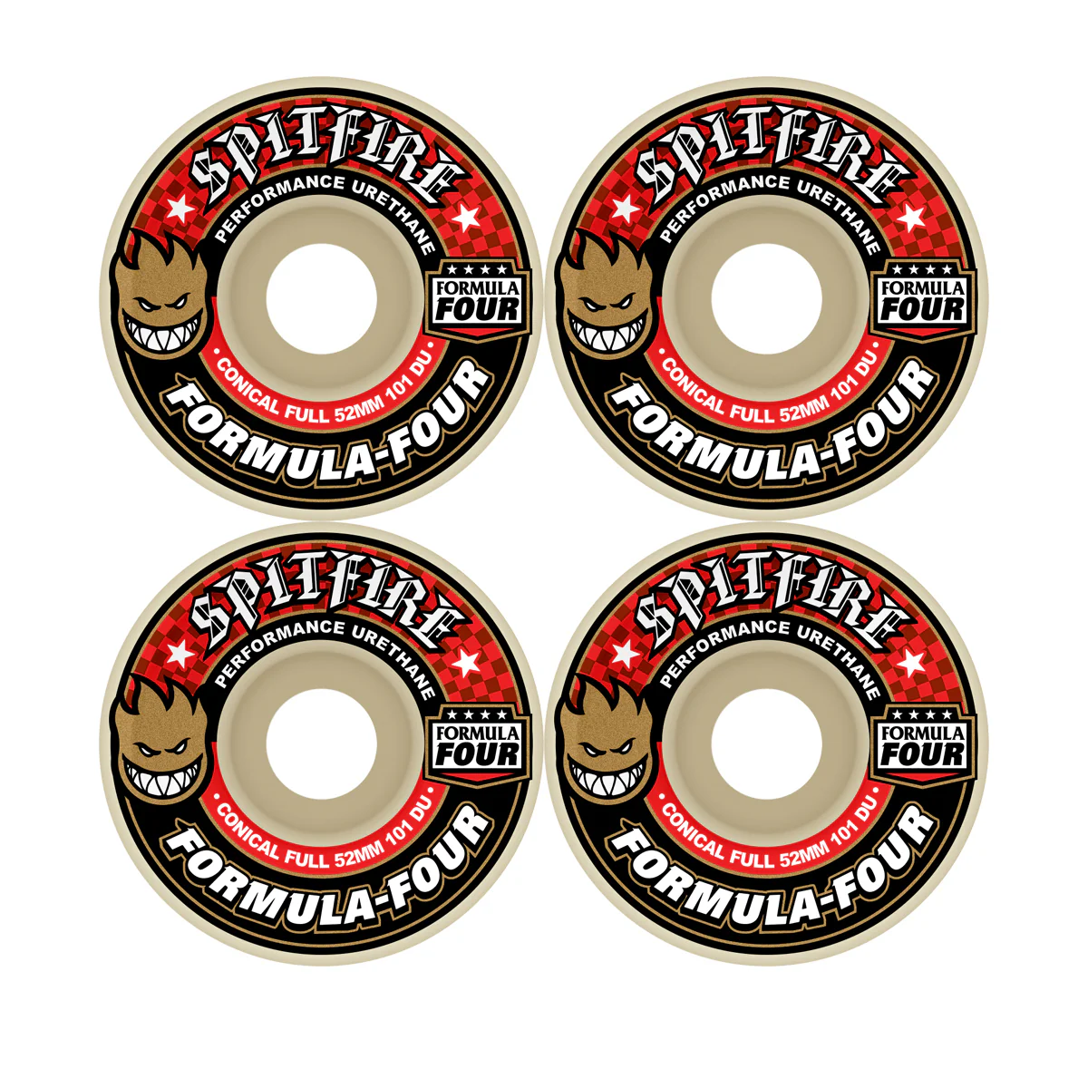 Spitfire Skateboard Wheels 54mm 101A F4 Conical Full with Bronson Pro G3 Bearings - Image 2
