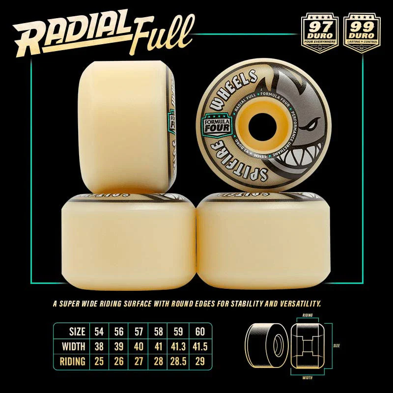 Spitfire Skateboard Wheels 60mm F4 99A Radial Full Natural - Image 3
